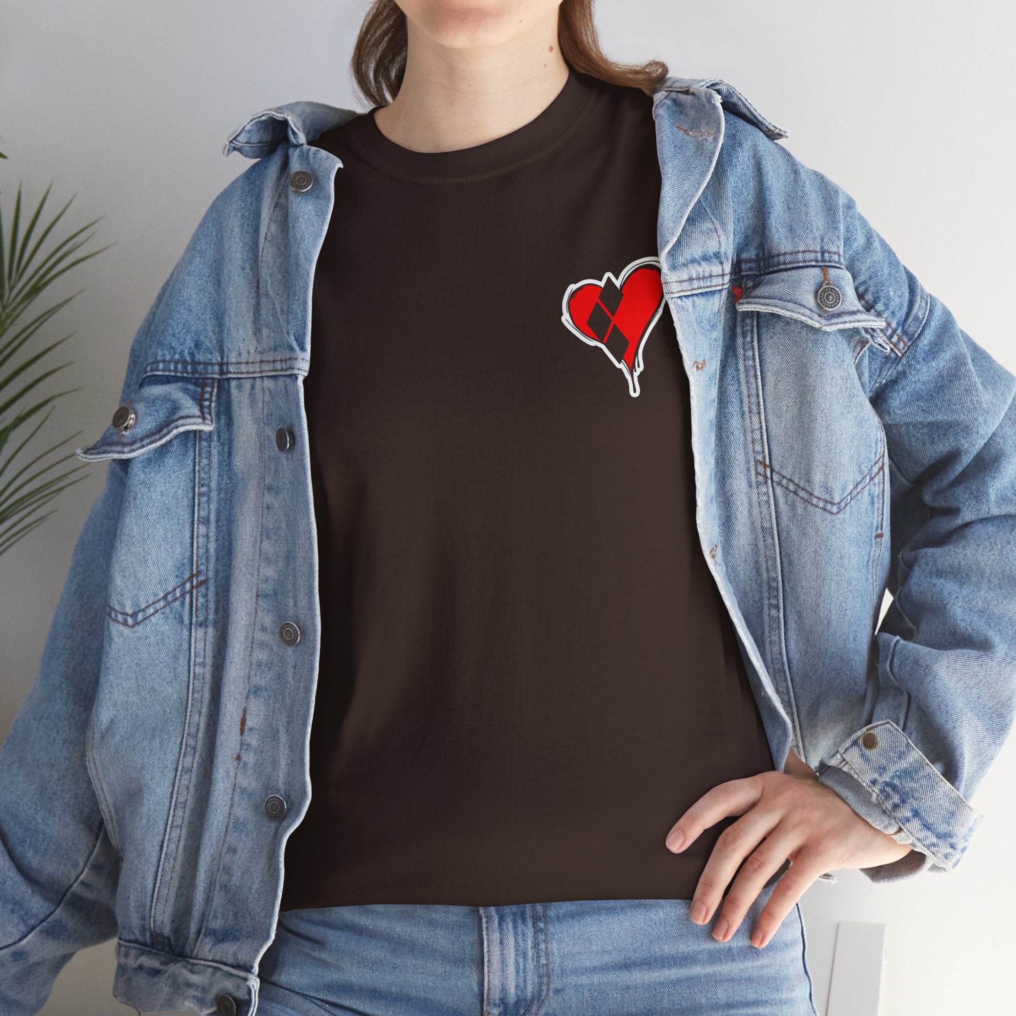 Harlequin Heart Tee — Joker-Inspired Playing Card Graphic T-Shirt