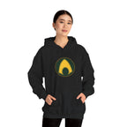 Aquaman Shield Hoodie — Retro Green & Gold Emblem Pullover