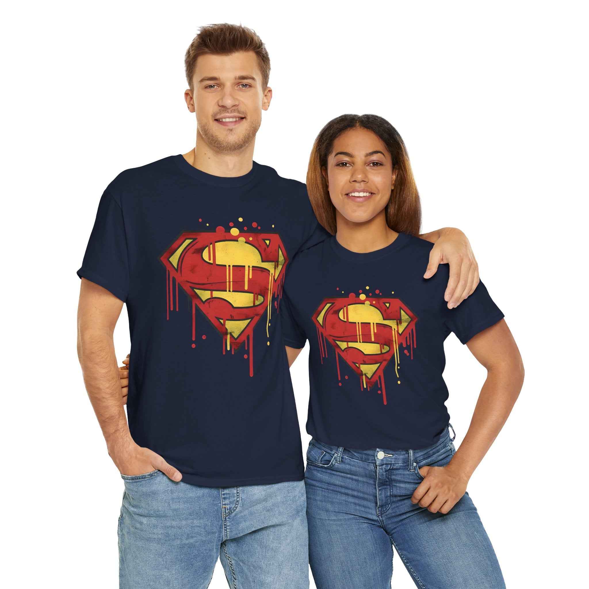 Superman Graffiti Dripping S Shield Black Unisex T-Shirt