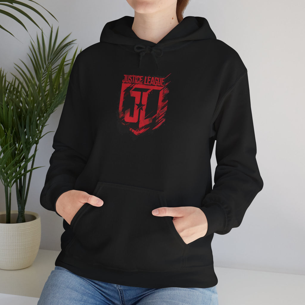 The Justice League Movie Distressed Red Emblem Unisex Hoodie