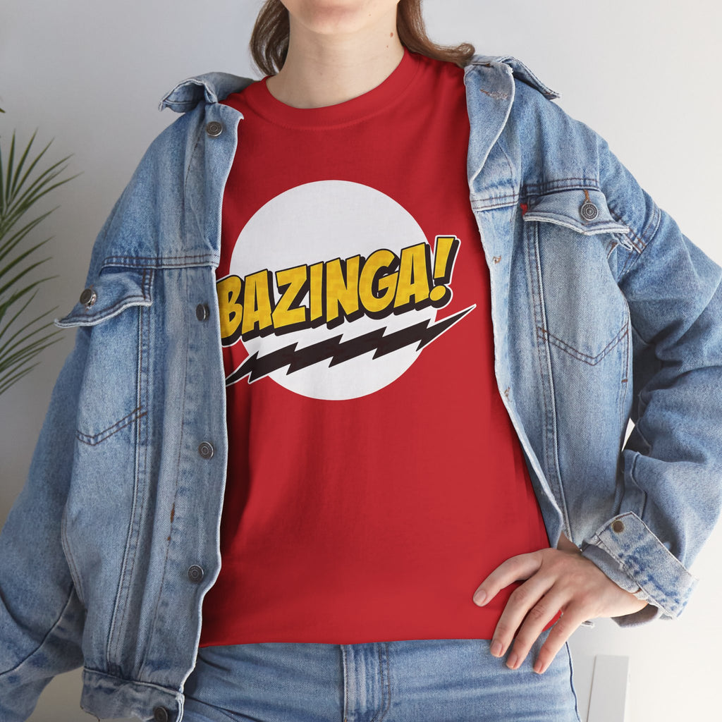 Flash Parody: A fan tribute Unisex T-shirt - DC Flash logo with Sheldon's catchphrase "Bazinga!"