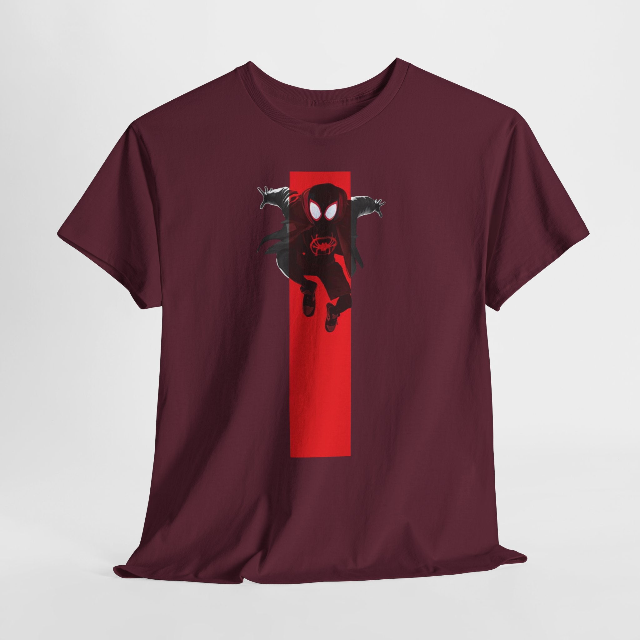 Marvel Miles Morales Spider-Man T-Shirt – Red Vertical Stripe Design | Premium Superhero Tee for Fans