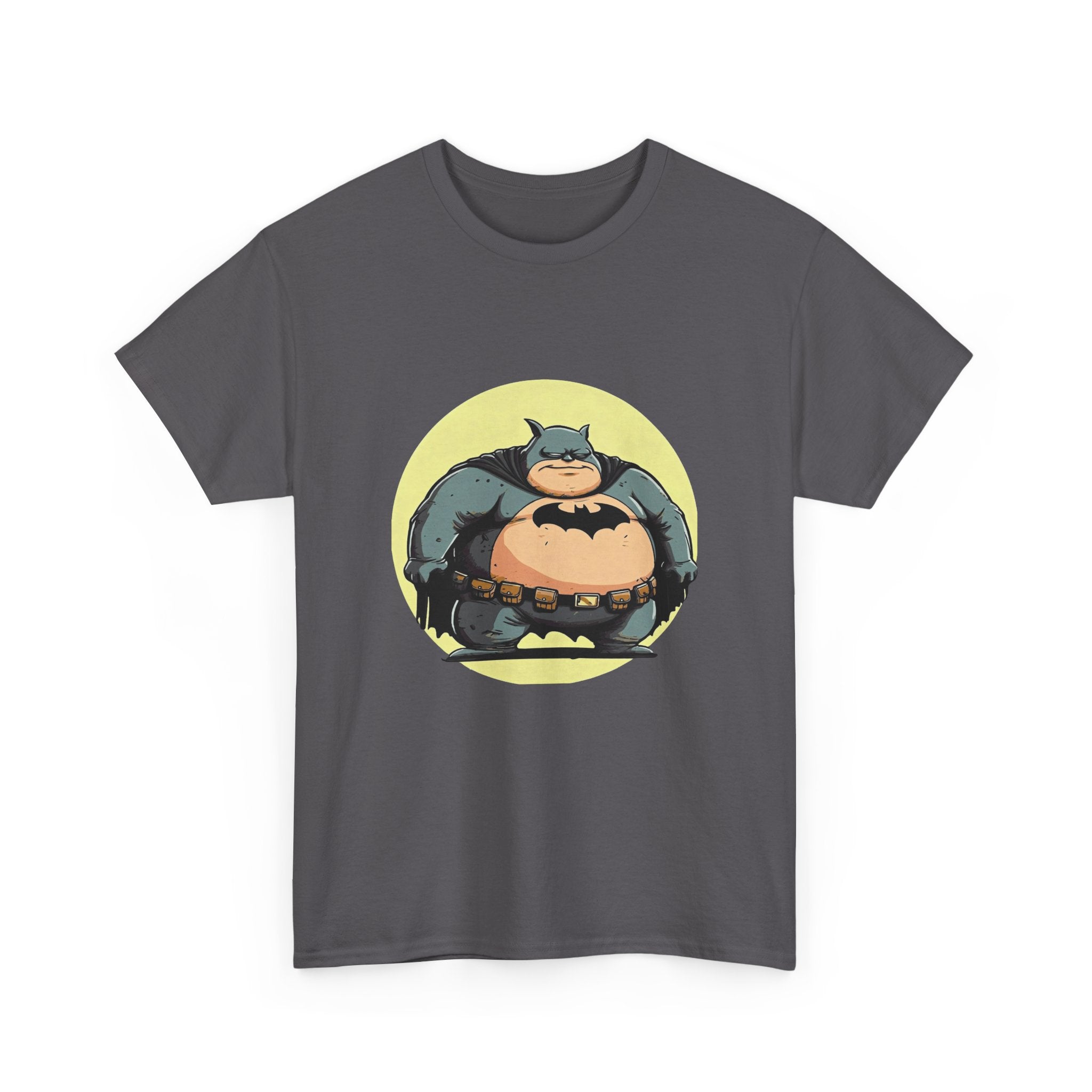 Funny Chubby Bat Hero T‑Shirt — Cute Fat Batman Parody Tee