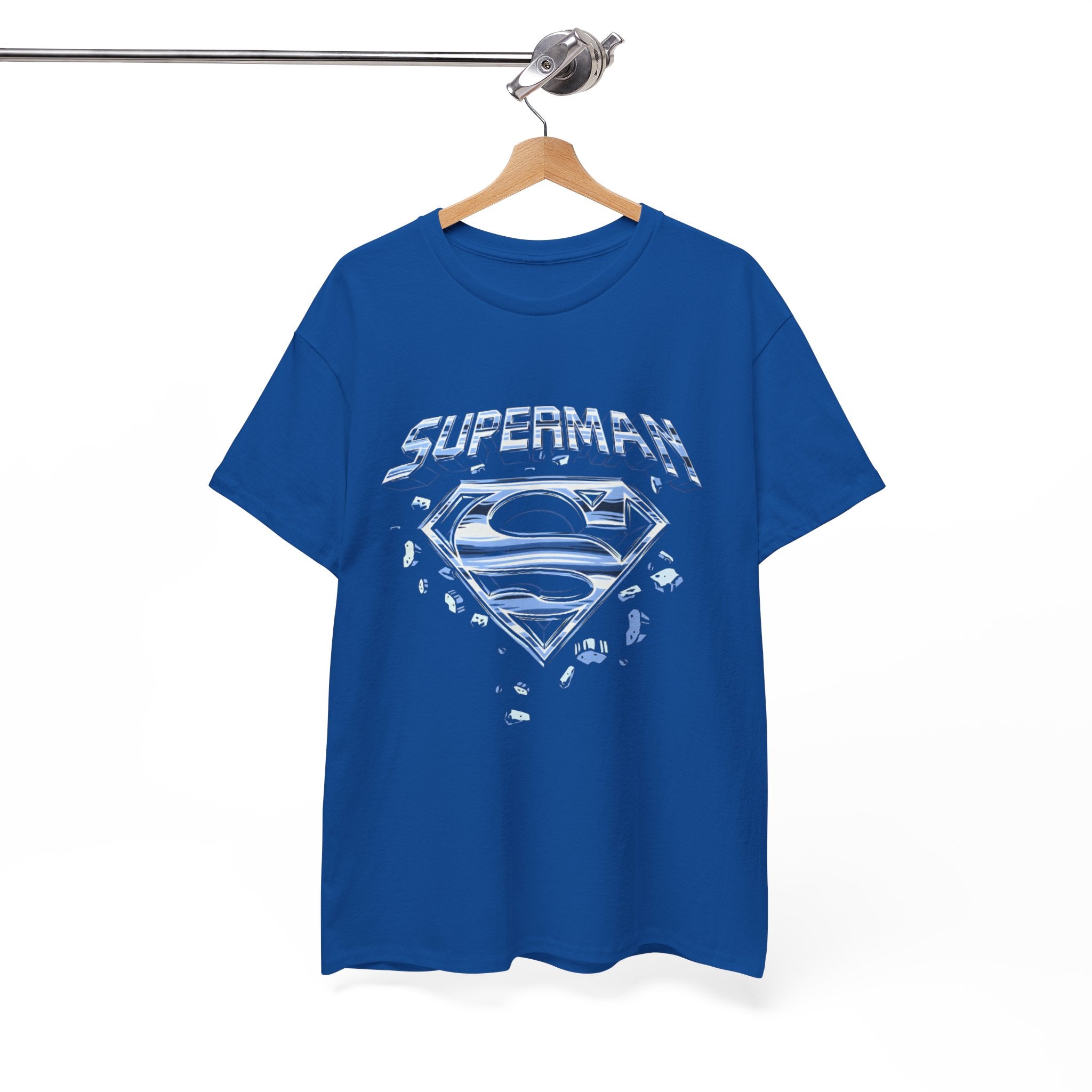 Man of Steel Metallic Logo T-Shirt — Shattered Chrome Superman Unisex Tee