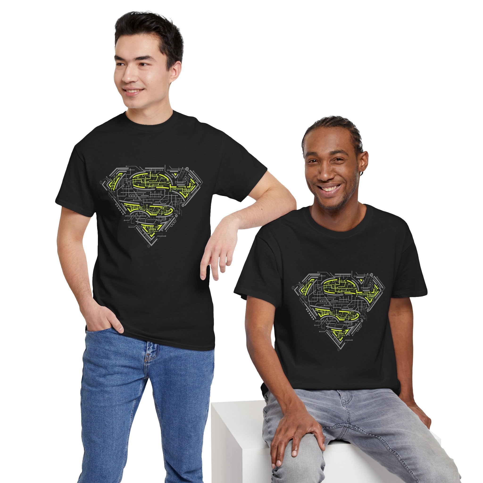 Superman Tech Shield T-Shirt — Futuristic Man of Steel Fanart Logo Tee