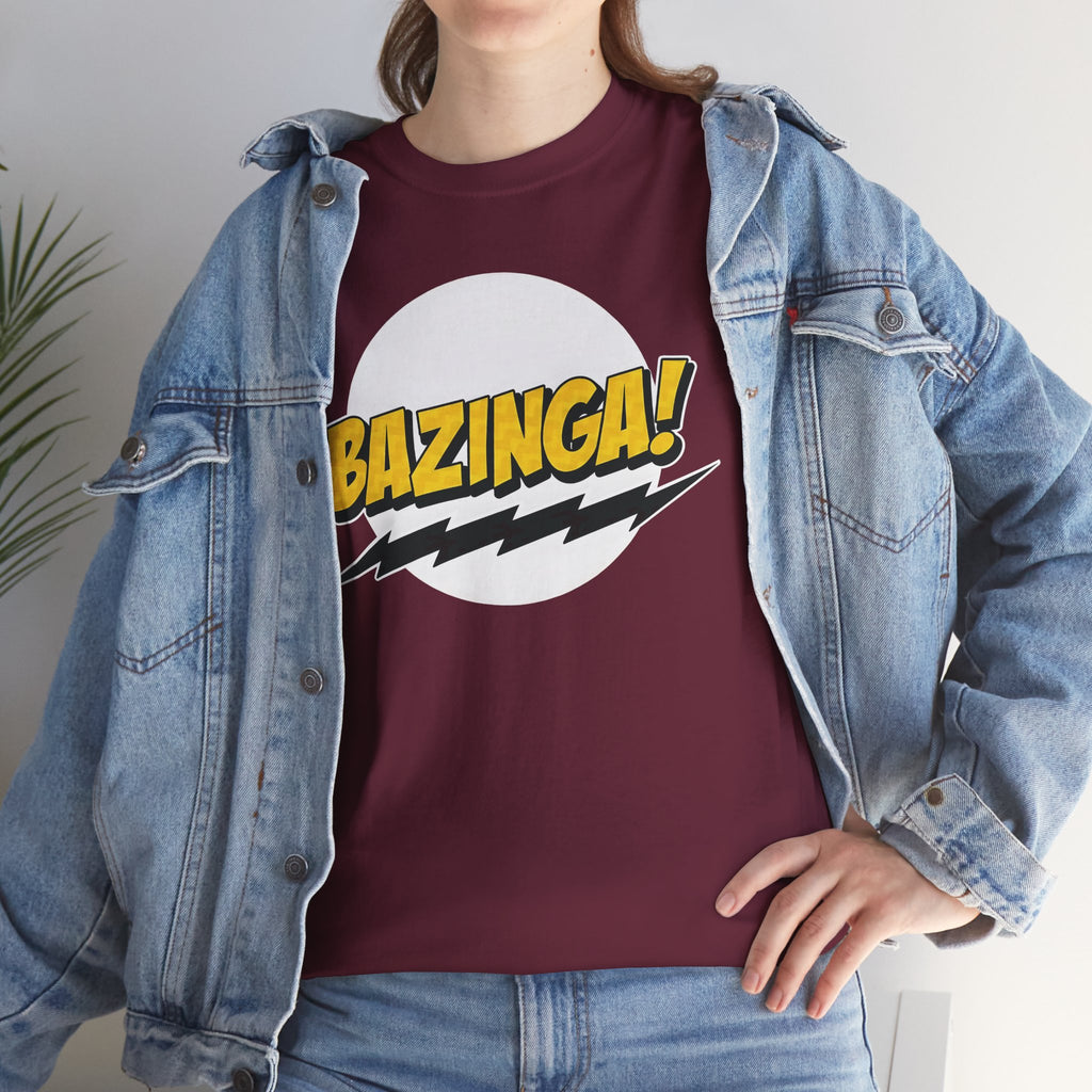 Flash Parody: A fan tribute Unisex T-shirt - DC Flash logo with Sheldon's catchphrase "Bazinga!"