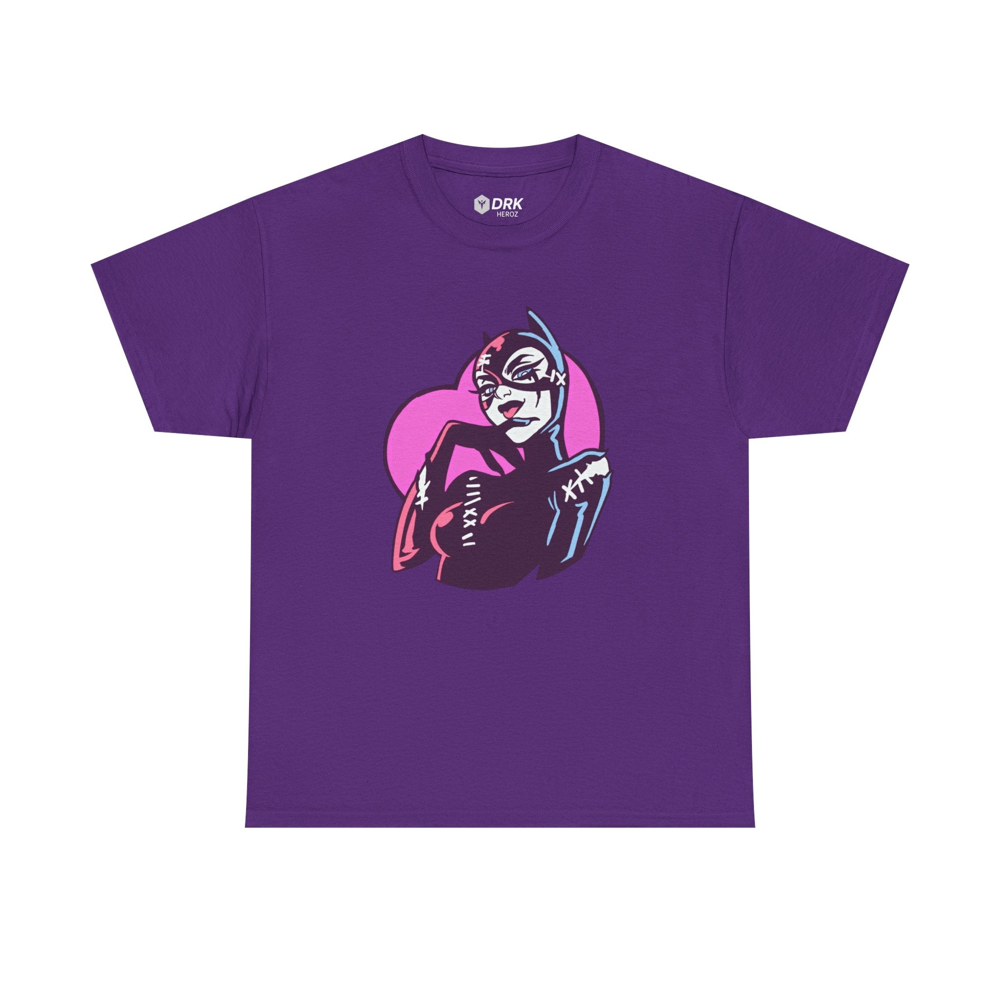 Catwoman Neon Heart Retro Comic T-Shirt — Catwoman Anti-Hero Tee