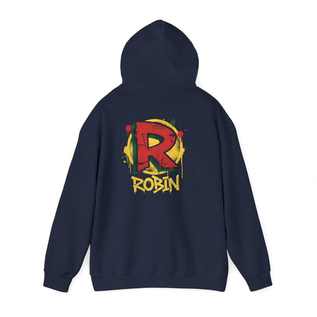 DC Robin Graffiti Hoodie — Dick Grayson "R" Street Art Pullover