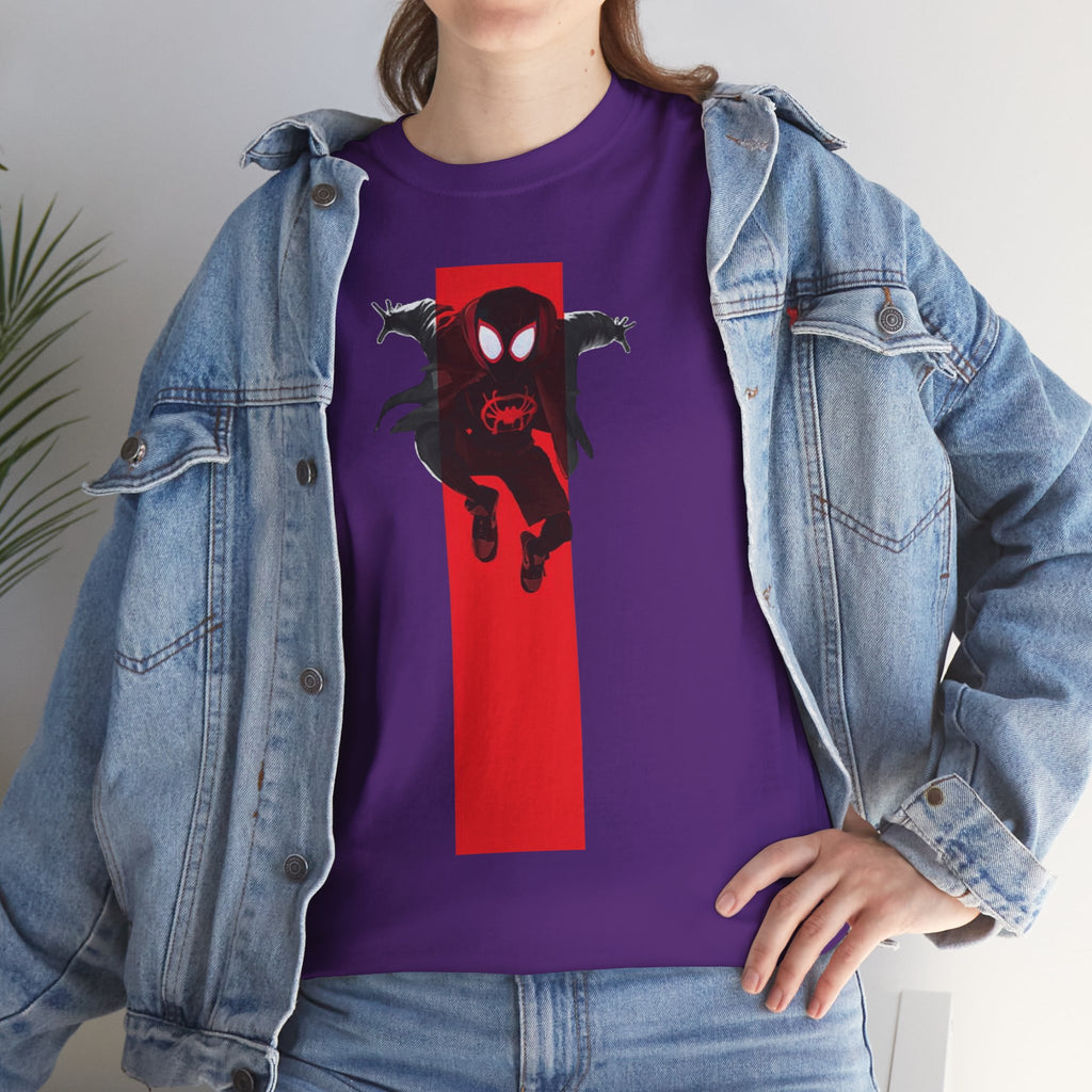 Marvel Miles Morales Spider-Man T-Shirt – Red Vertical Stripe Design | Premium Superhero Tee for Fans