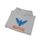 Nightwing Logo Hoodie — Dick Grayson Blue Bat Graphic Pullover