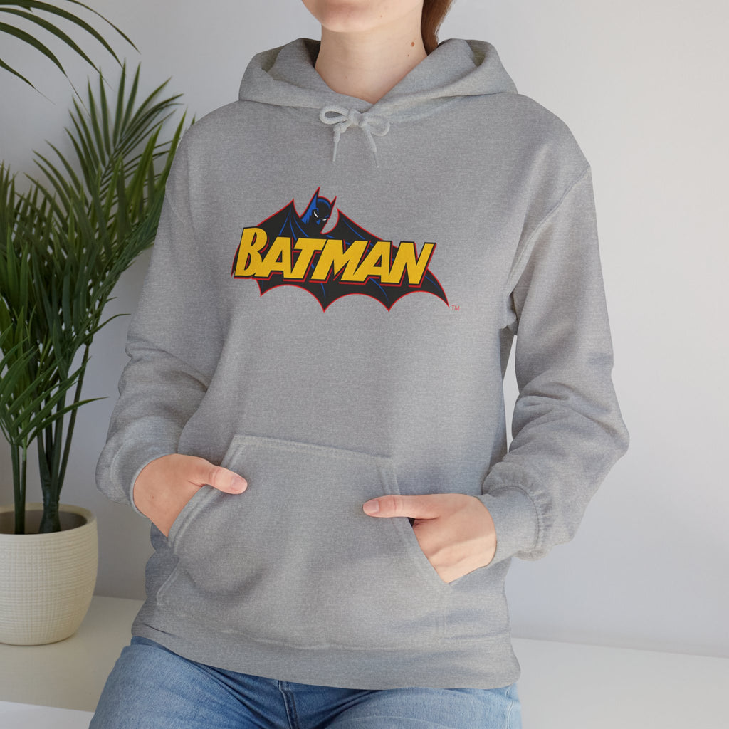 Batman DC Comics Inspired Logo Hoodie — Retro Bold Graphic Batman Sweatshirt