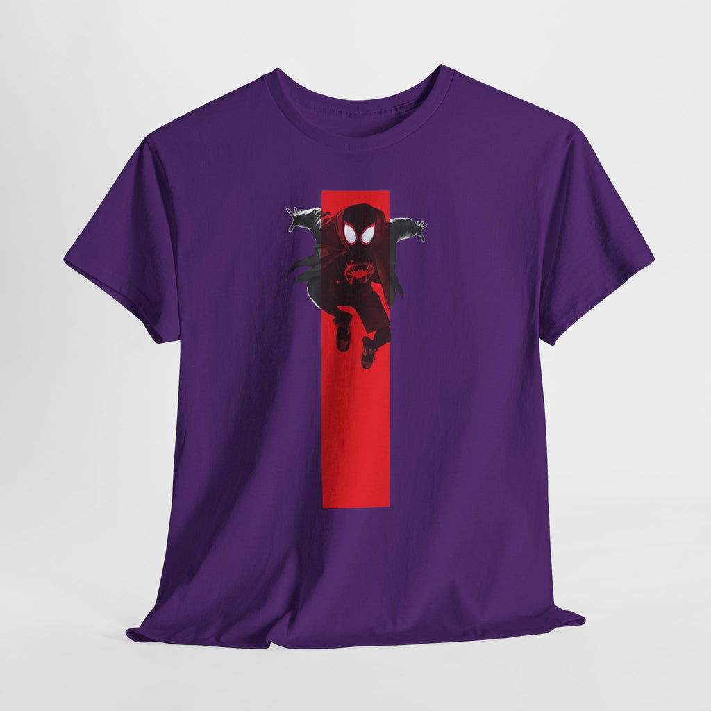Marvel Miles Morales Spider-Man T-Shirt – Red Vertical Stripe Design | Premium Superhero Tee for Fans