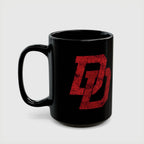 Daredevil Red Logo Black Coffee Mug — Marvel DD Logo (11oz & 15oz)