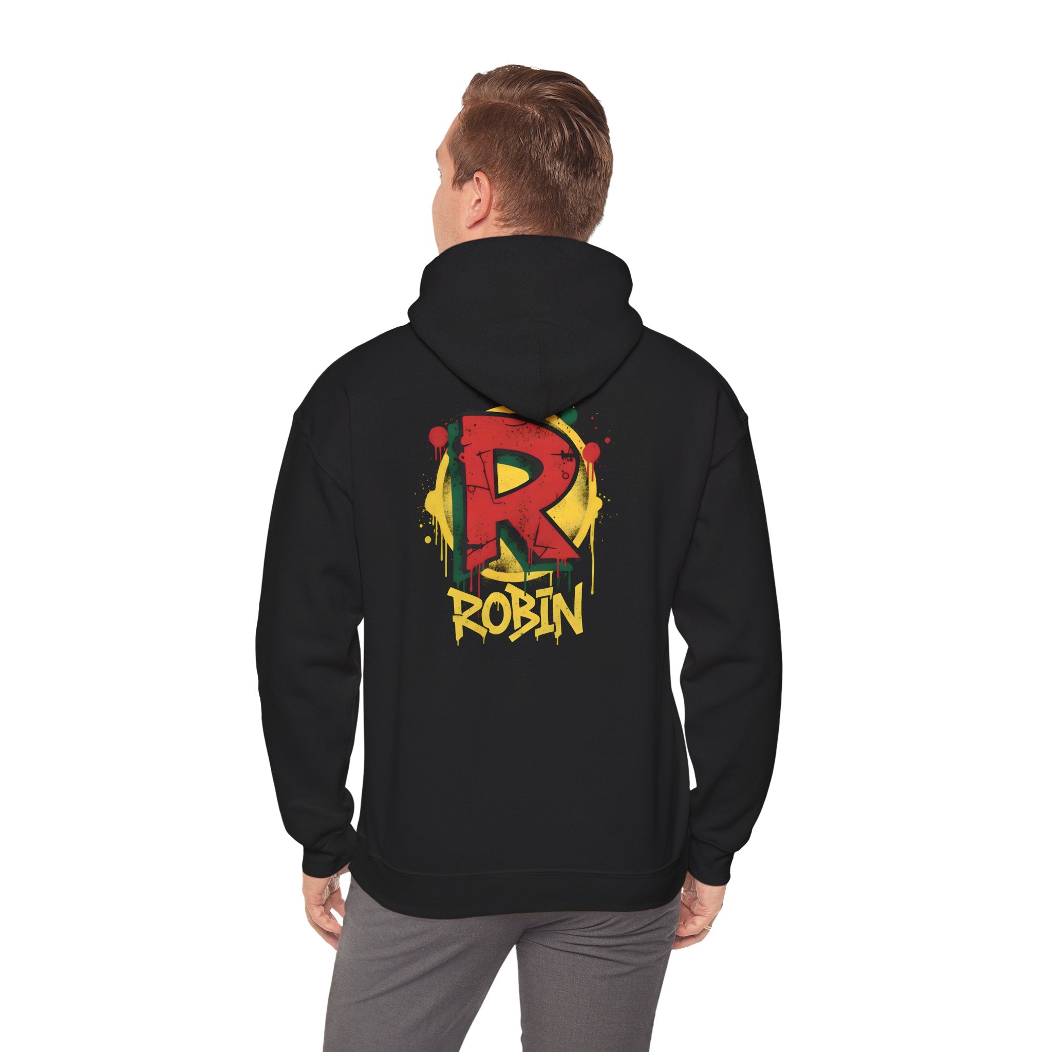 DC Robin Graffiti Hoodie — Dick Grayson "R" Street Art Pullover