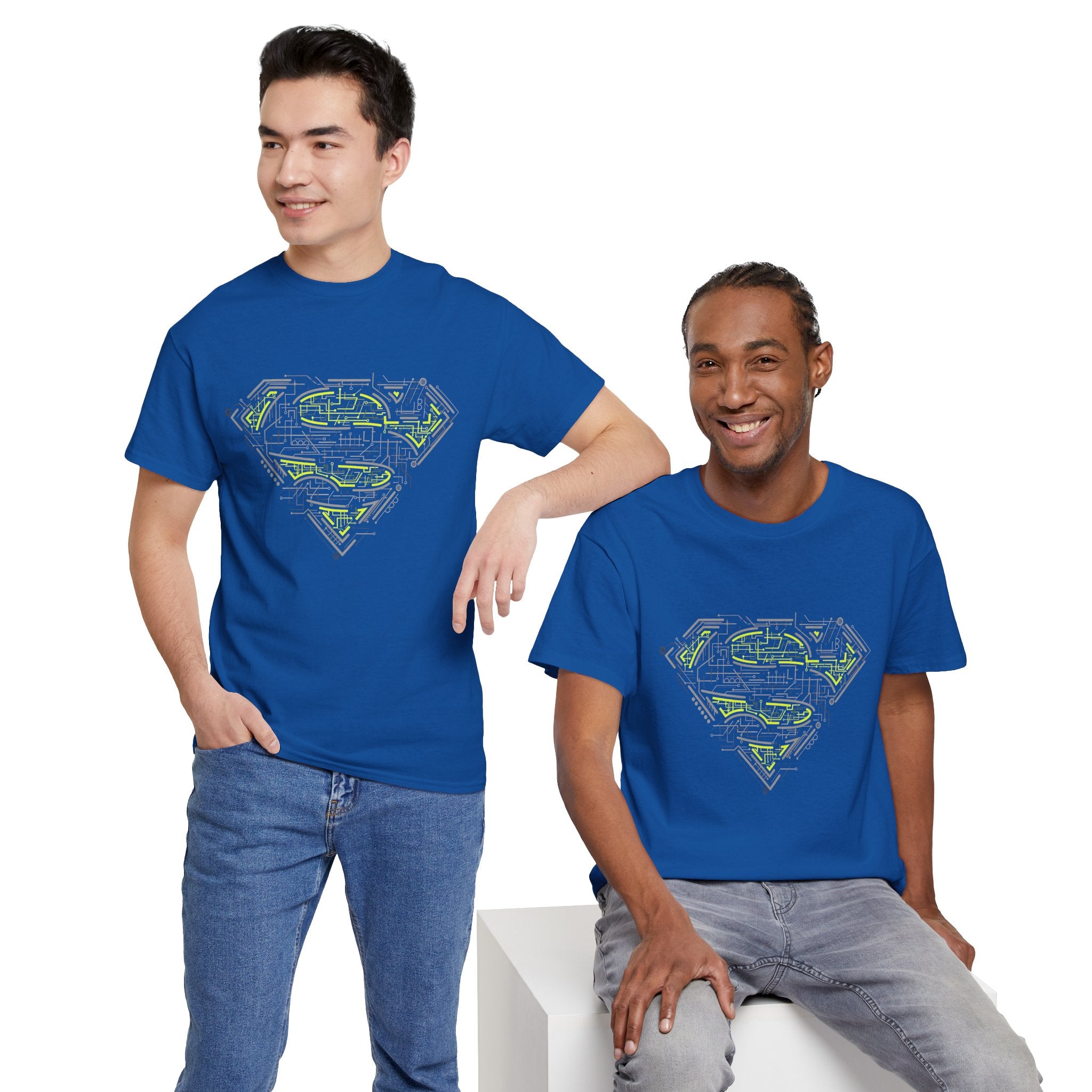Superman Tech Shield T-Shirt — Futuristic Man of Steel Fanart Logo Tee
