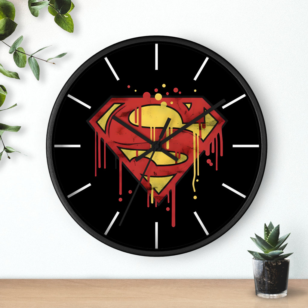Superman Bleeding Logo Wall Clock — DC Clark Kent Home Decor