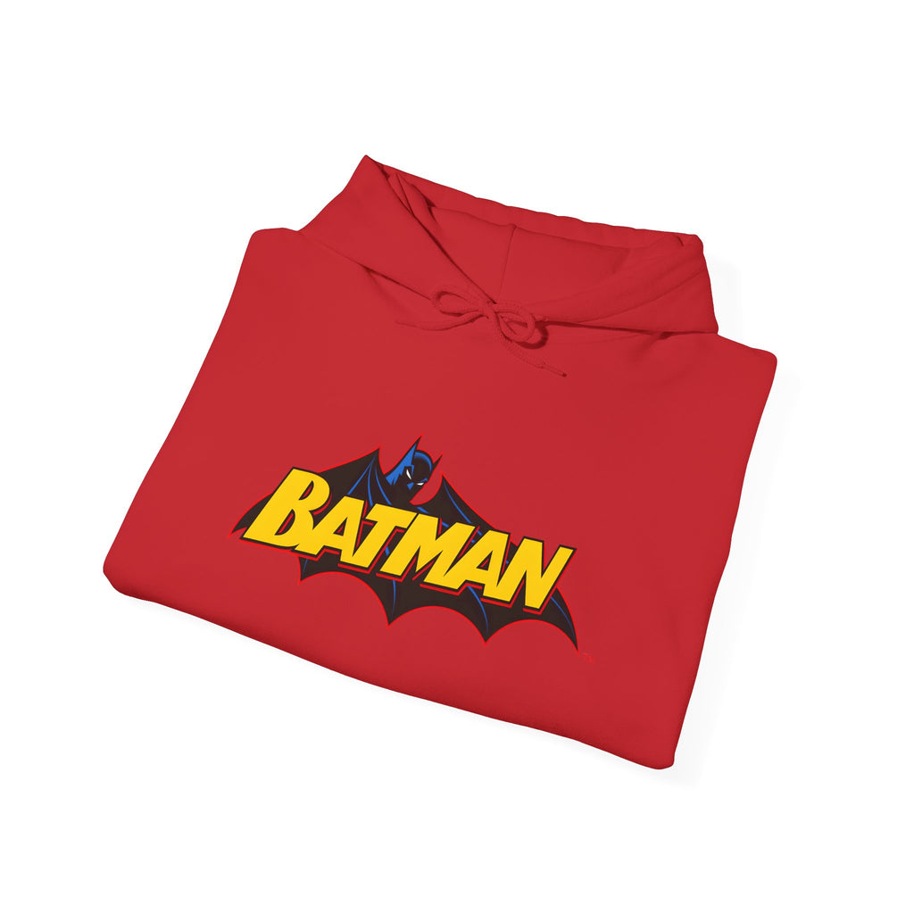 Batman DC Comics Inspired Logo Hoodie — Retro Bold Graphic Batman Sweatshirt