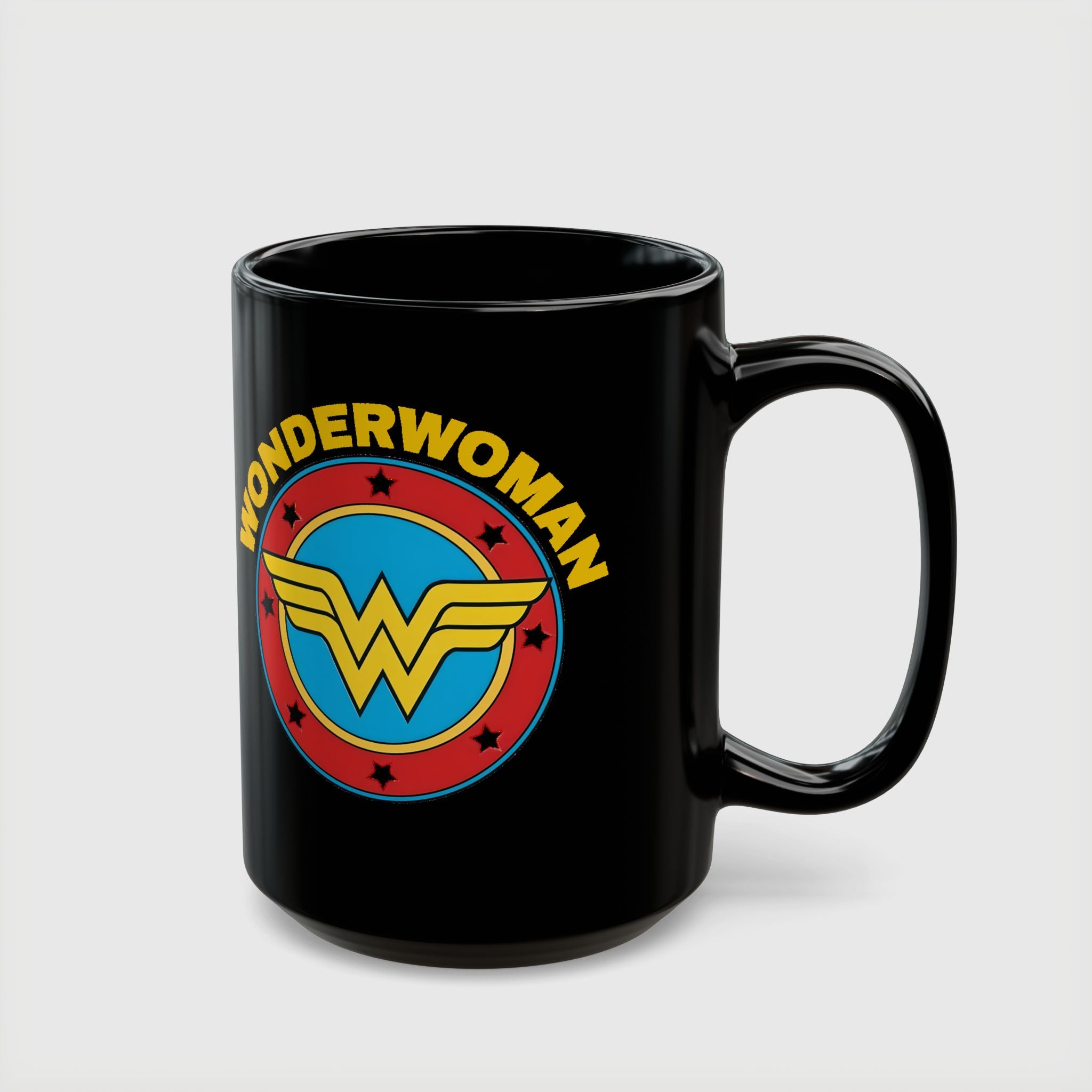 Wonder Woman Vintage Logo Coffee Mug - Retro DC Justice League Ceramic Cup - 11oz & 15oz