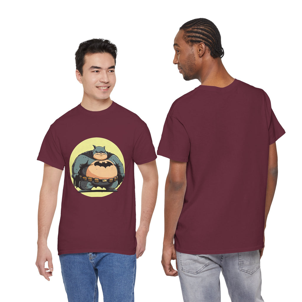 Funny Chubby Bat Hero T‑Shirt — Cute Fat Batman Parody Tee