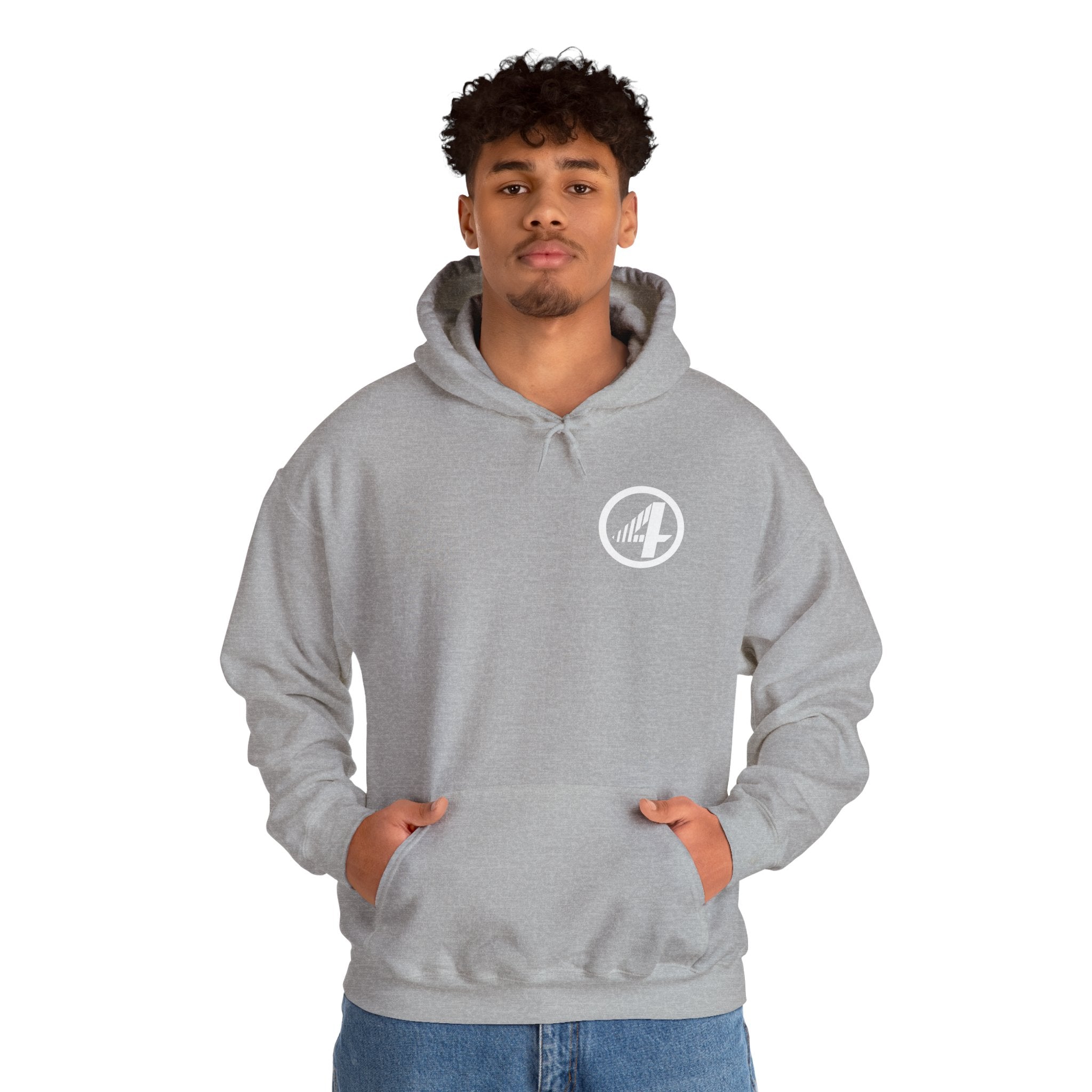 Fantastic Four Retro Logo Hoodie — Minimalist Vintage Comic Pullover