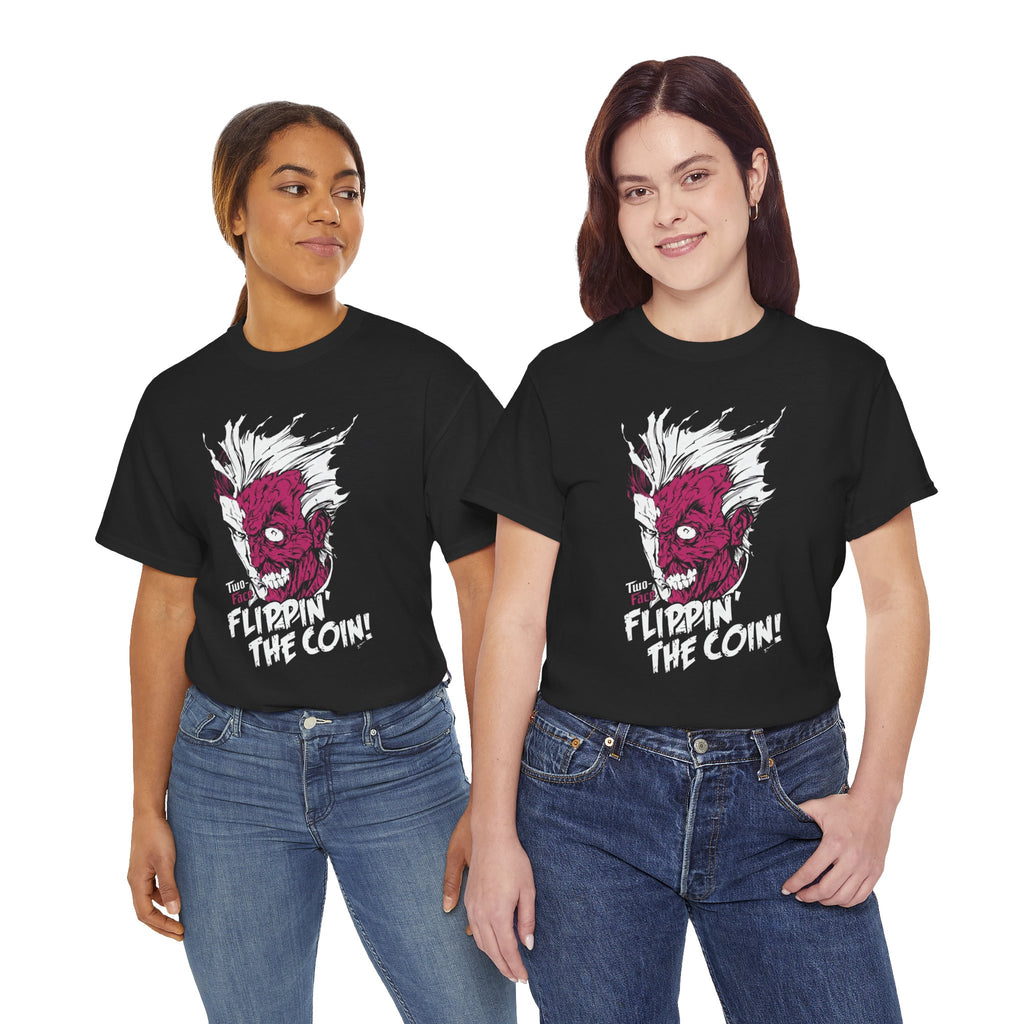 DC Comics Two-Face (Harvey Dent) “Flippin’ The Coin” Tee – Dark Gotham Villain T-Shirt