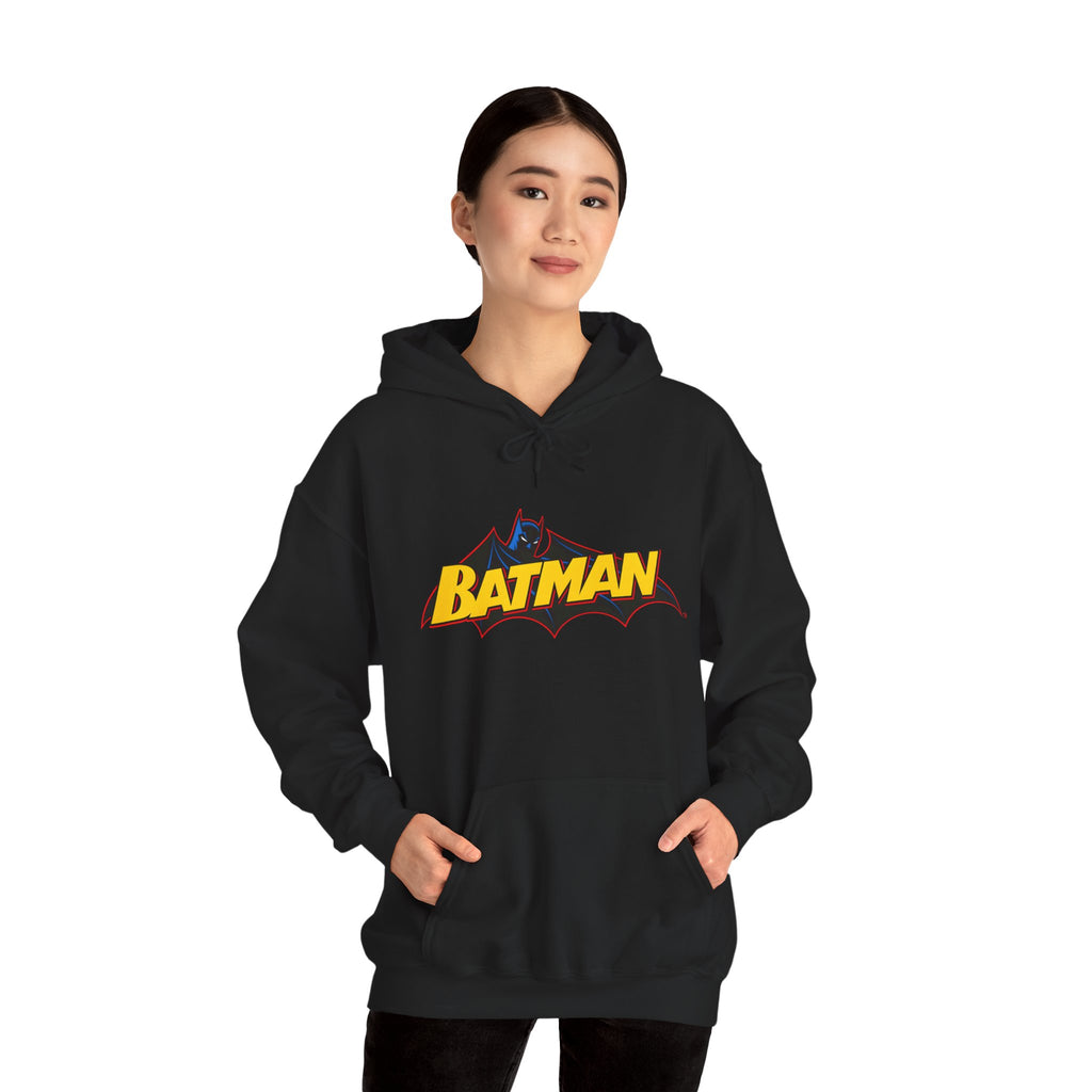 Batman DC Comics Inspired Logo Hoodie — Retro Bold Graphic Batman Sweatshirt