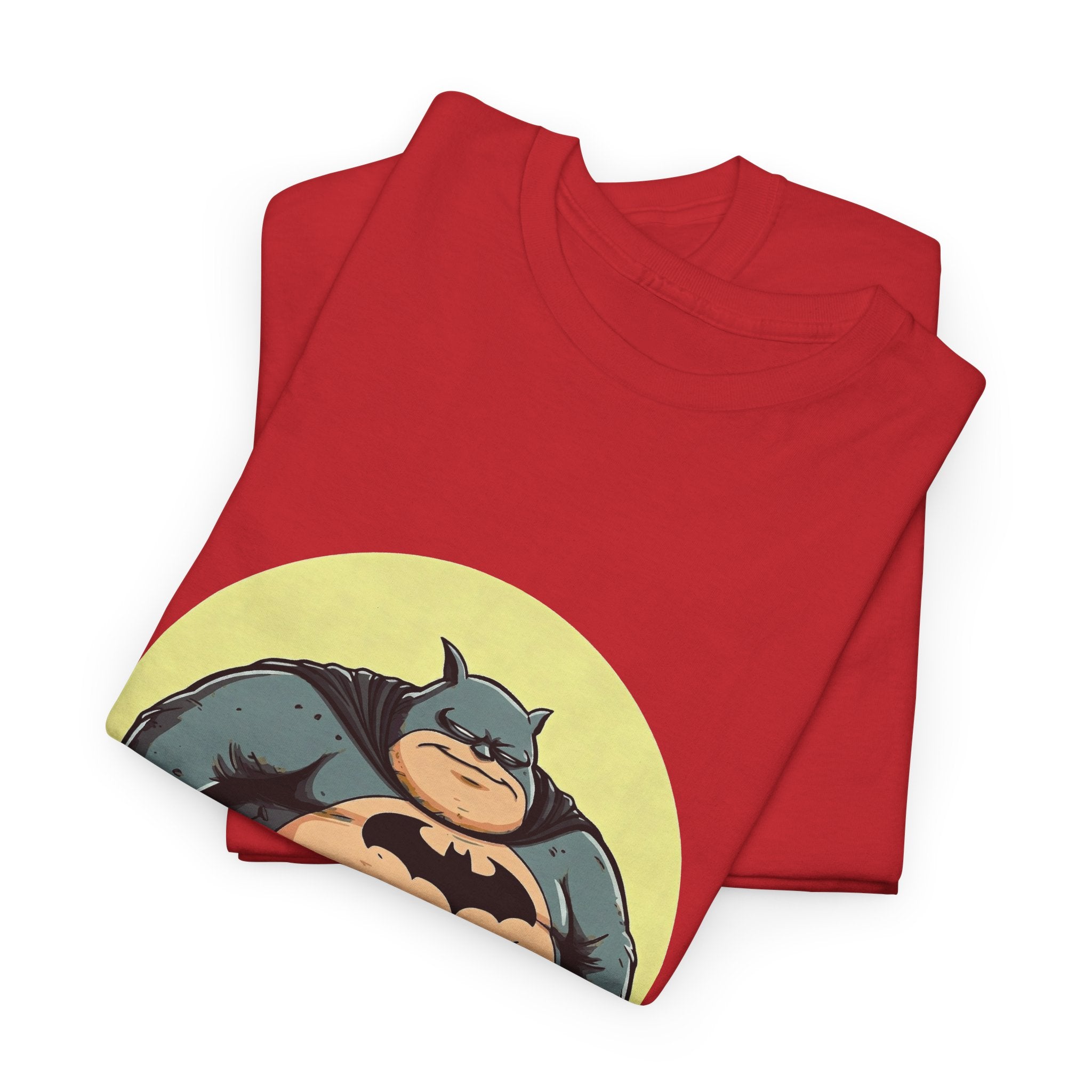 Funny Chubby Bat Hero T‑Shirt — Cute Fat Batman Parody Tee