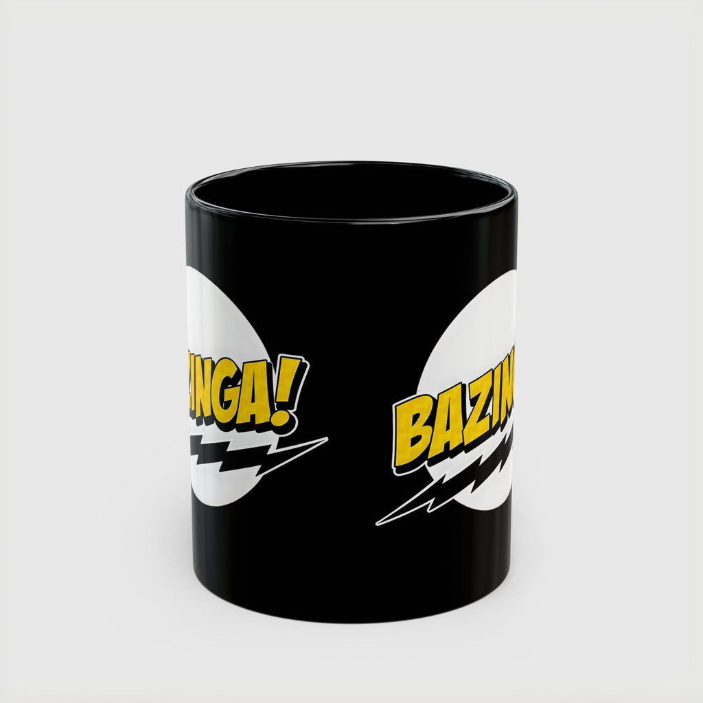 Bazinga! Retro Comic Black Ceramic Mug — 11oz & 15oz