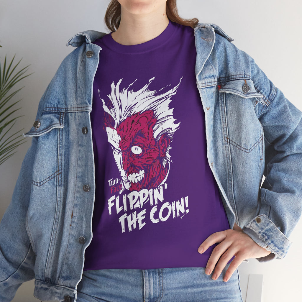 DC Comics Two-Face (Harvey Dent) “Flippin’ The Coin” Tee – Dark Gotham Villain T-Shirt