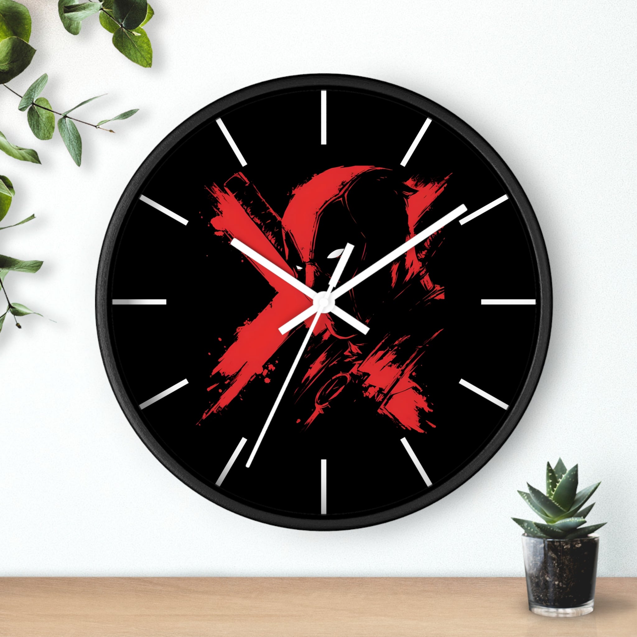 Deadpool Graphic Wall Clock — Black & Red Marvel Superhero Decor