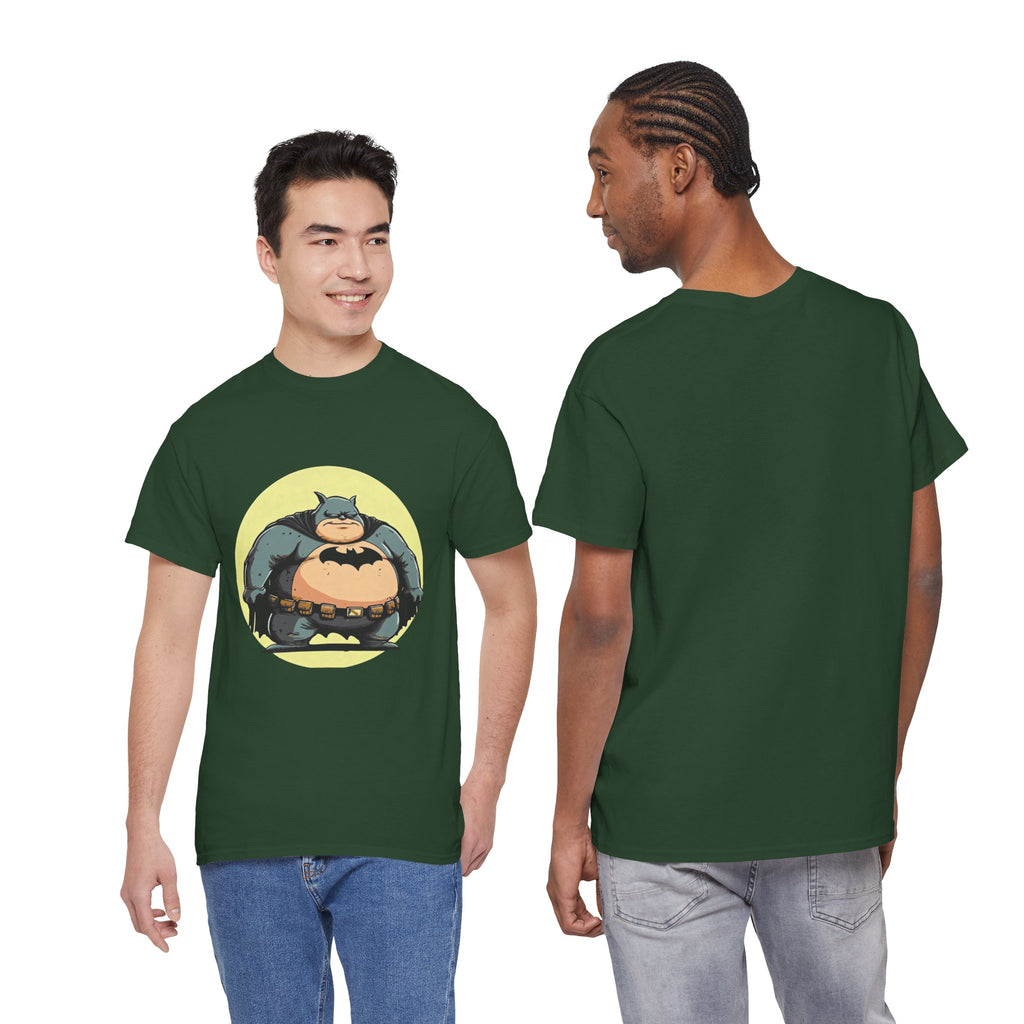 Funny Chubby Bat Hero T‑Shirt — Cute Fat Batman Parody Tee