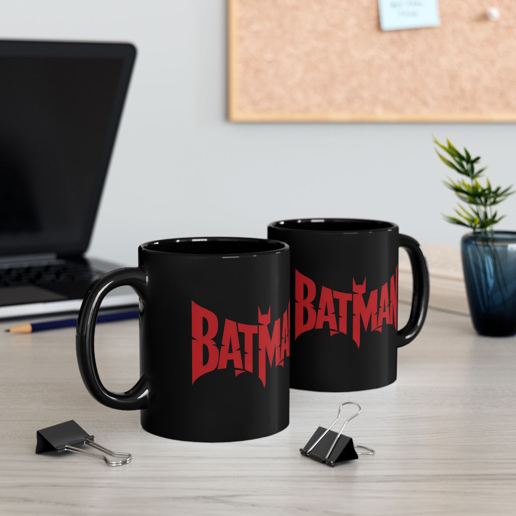 Batman Movie 2022 Red Logo Black Mug — 11oz & 15oz Ceramic Coffee Cup