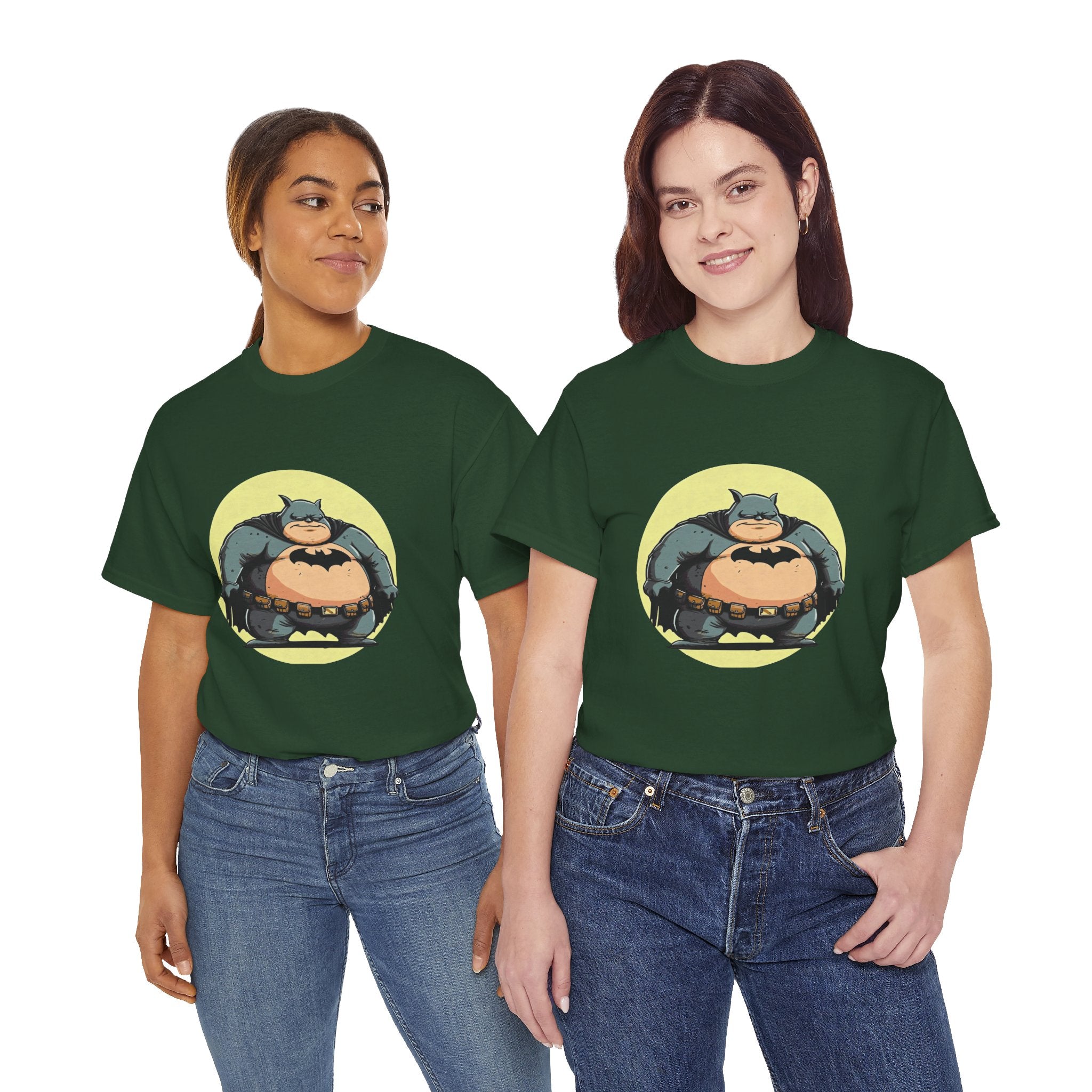 Funny Chubby Bat Hero T‑Shirt — Cute Fat Batman Parody Tee