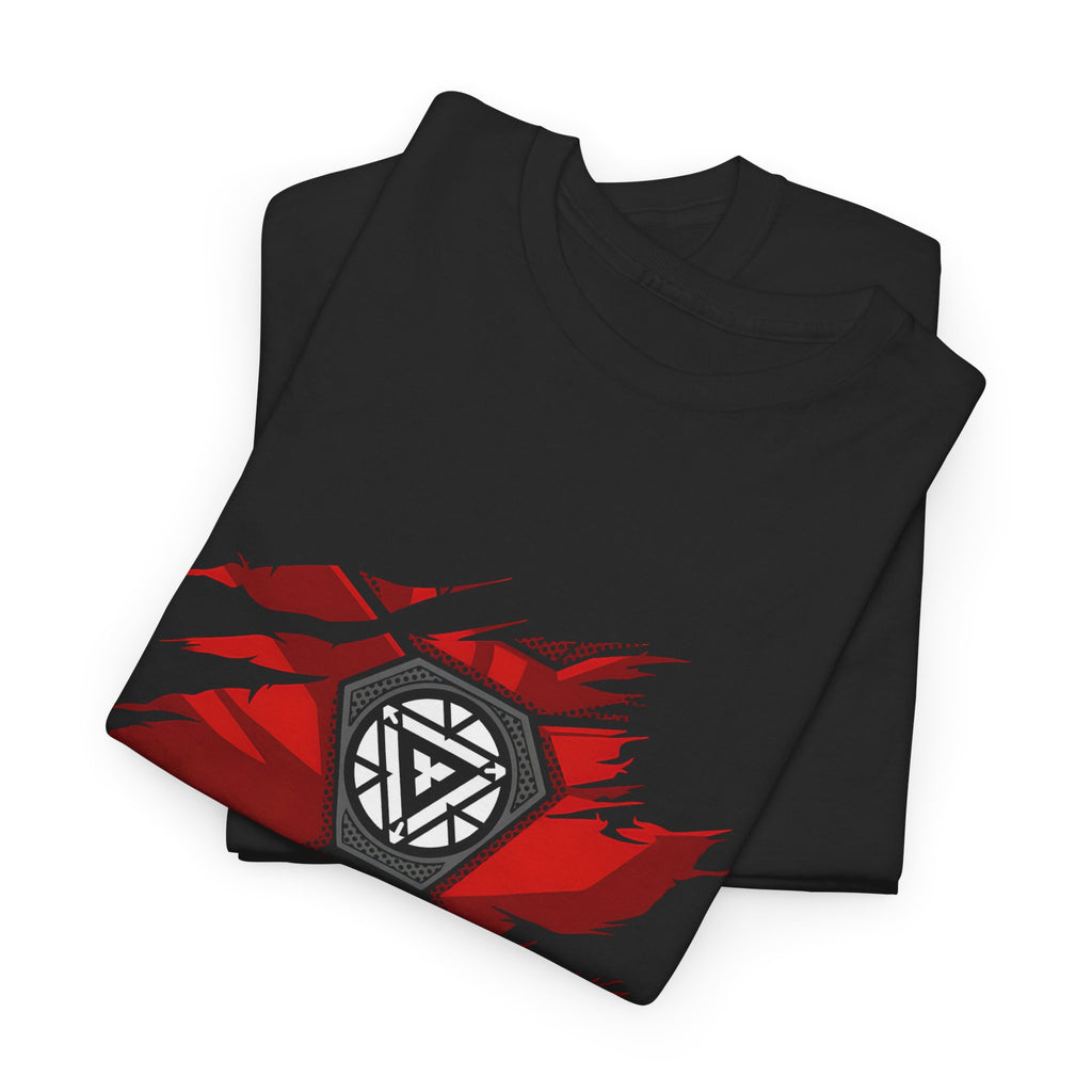 Iron Man Reactor Ripped Chest Graphic Tee — Toni Stark 2026 Tee