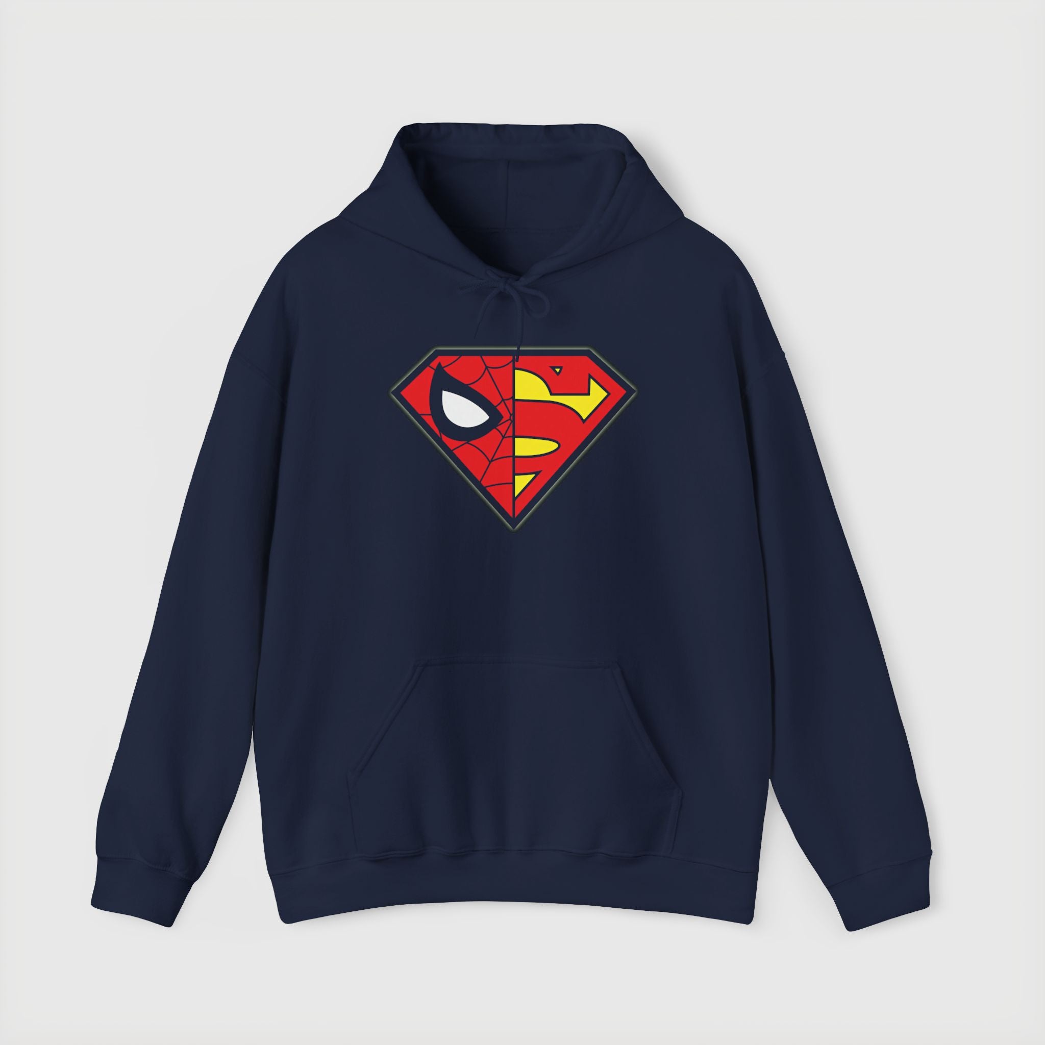 Spider-Man x Superman Logo Hoodie — Superhero Mashup Pullover