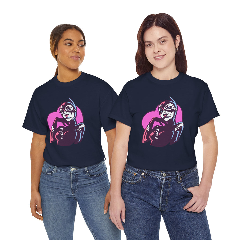 Catwoman Neon Heart Retro Comic T-Shirt — Catwoman Anti-Hero Tee