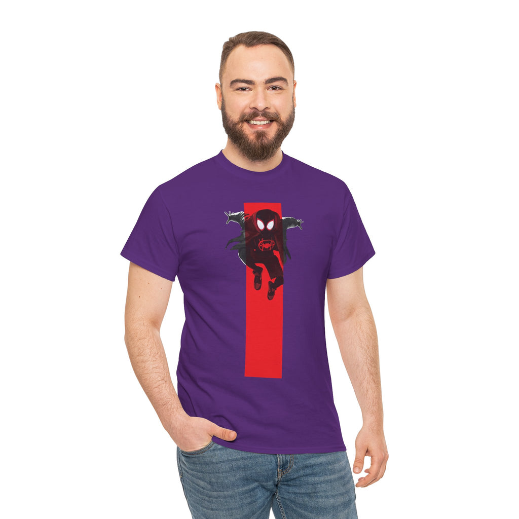 Marvel Miles Morales Spider-Man T-Shirt – Red Vertical Stripe Design | Premium Superhero Tee for Fans