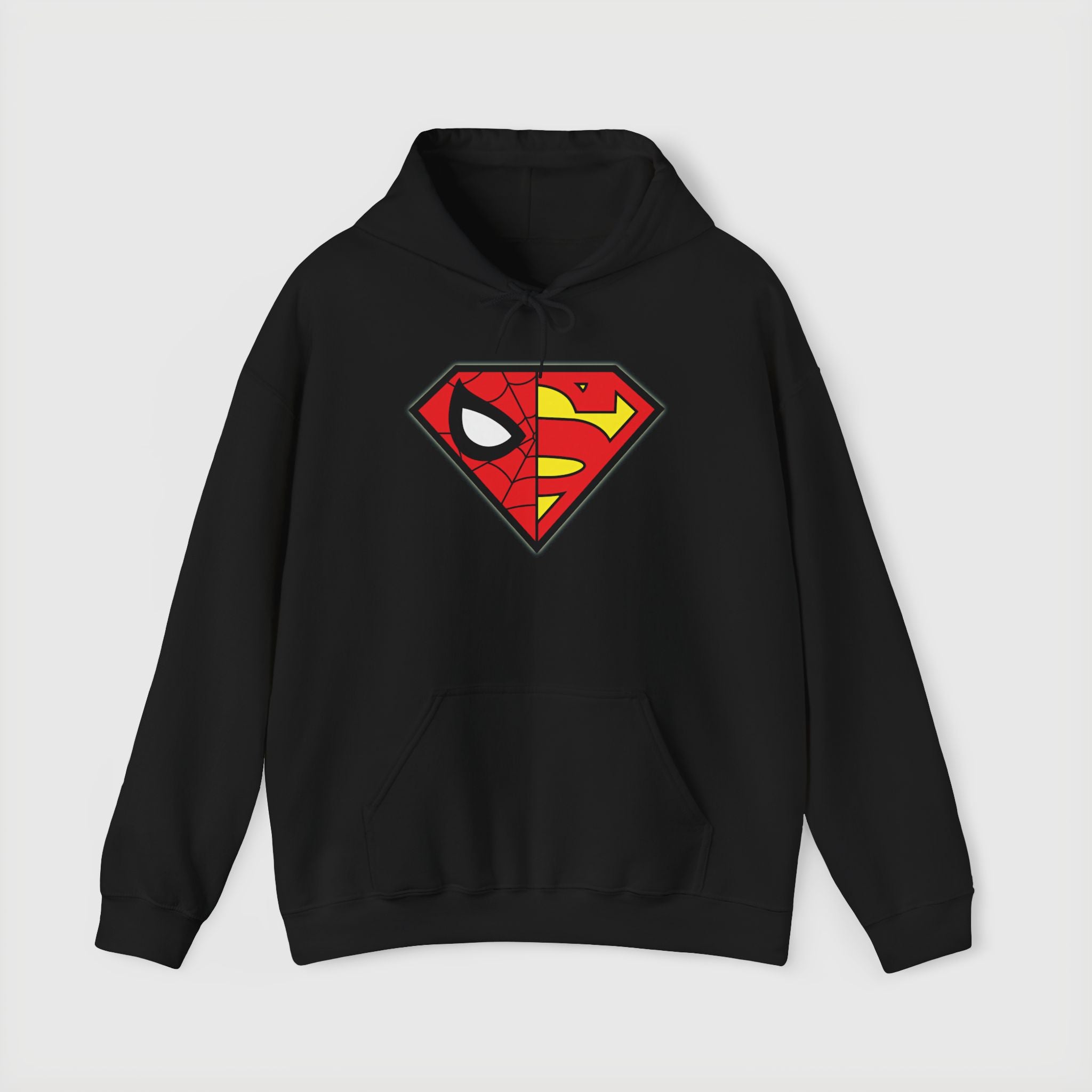 Spider-Man x Superman Logo Hoodie — Superhero Mashup Pullover
