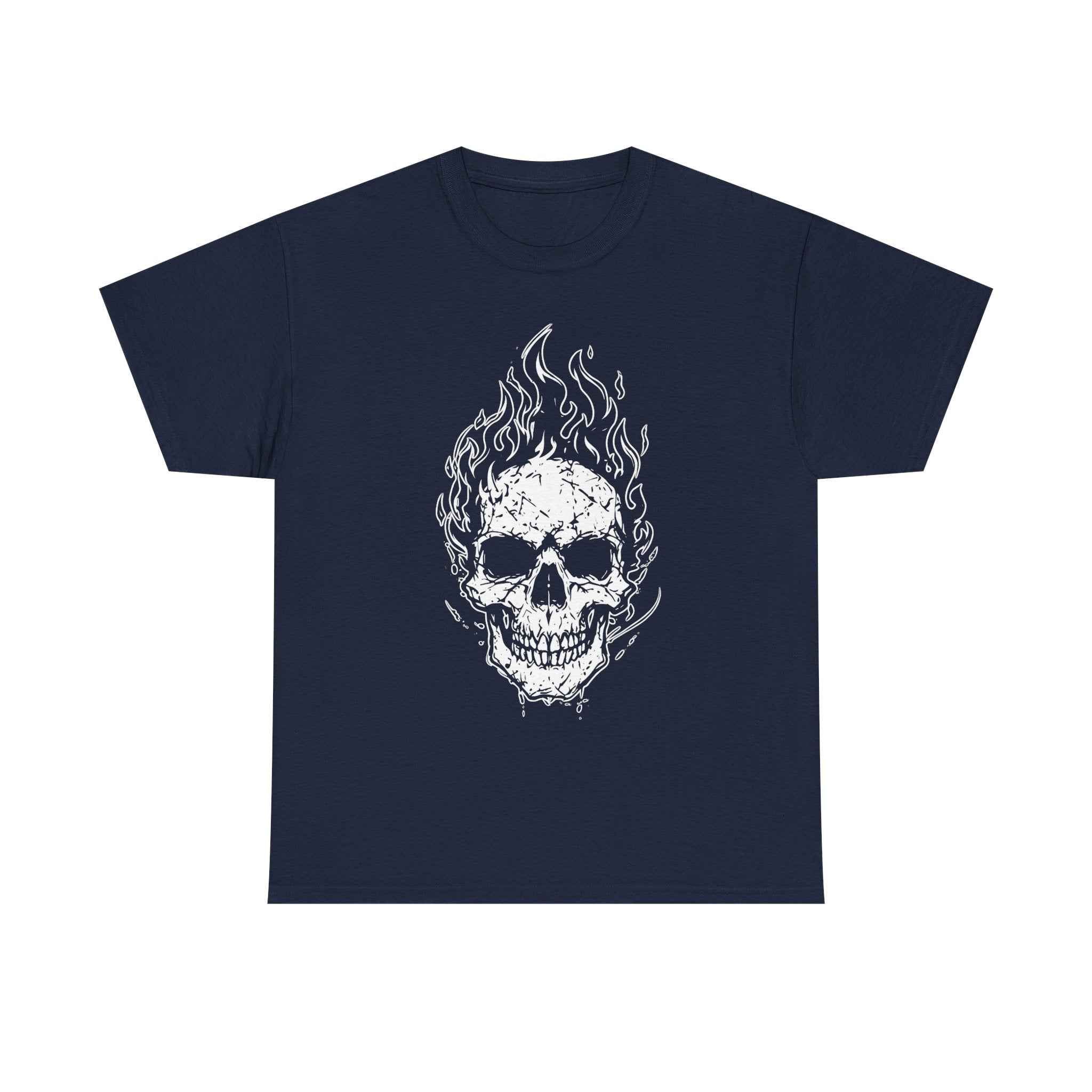 Flaming Skull Graphic Tee - Unisex Cotton T-Shirt, Alternative Fashion, Halloween Costume, Edgy Apparel, Gift for Him/Her
