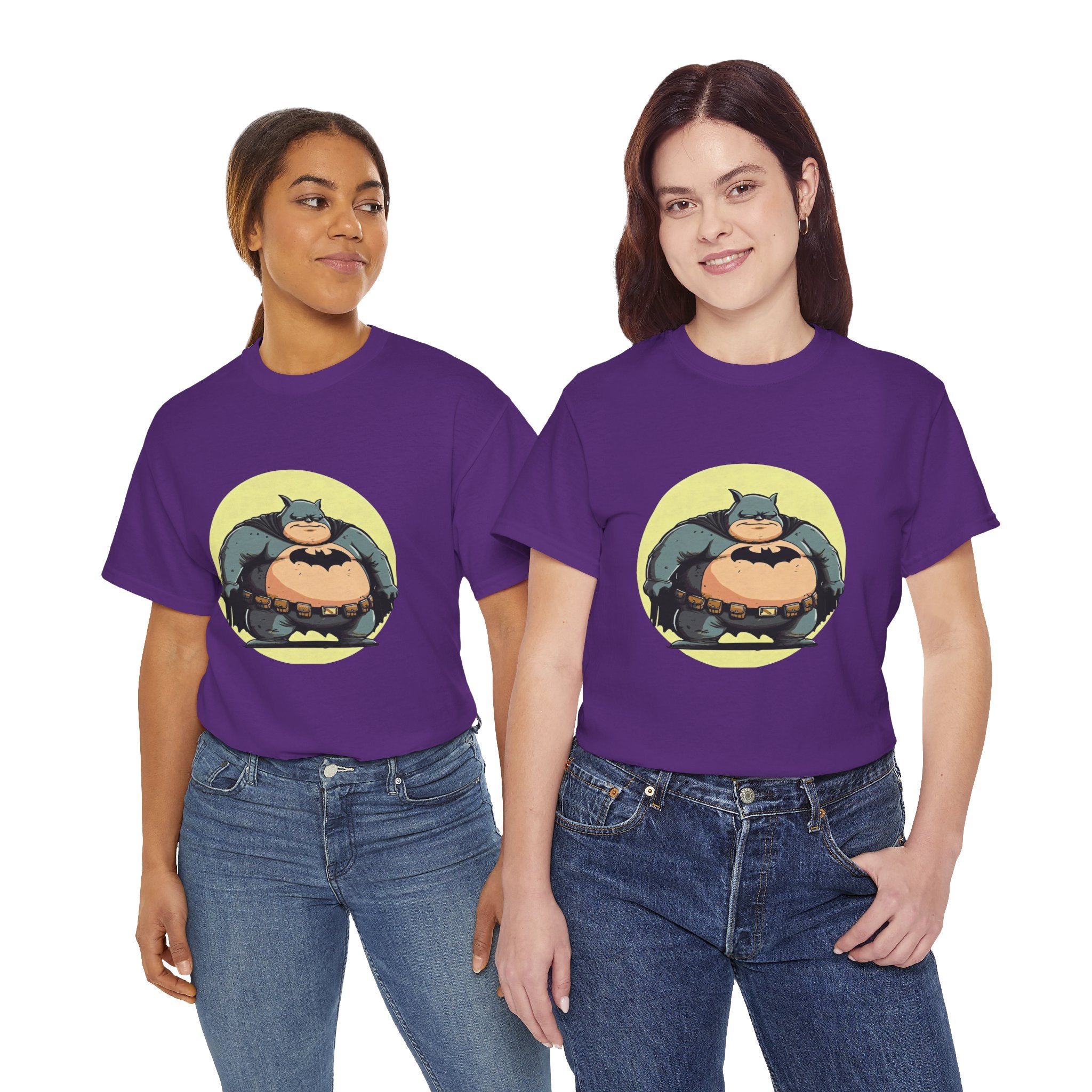 Funny Chubby Bat Hero T‑Shirt — Cute Fat Batman Parody Tee