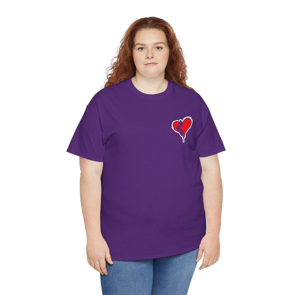 Harlequin Heart Tee — Joker-Inspired Playing Card Graphic T-Shirt