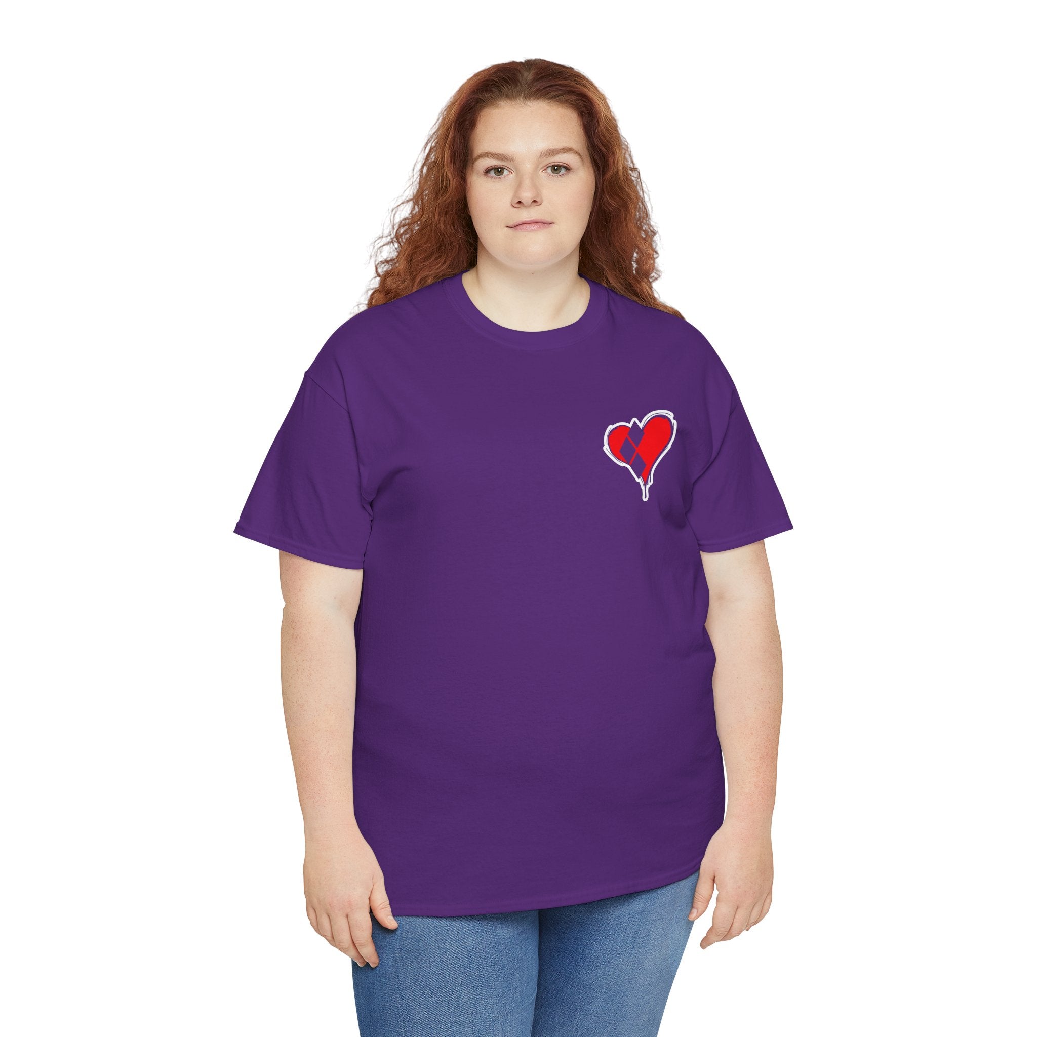 Harlequin Heart Tee — Joker-Inspired Playing Card Graphic T-Shirt