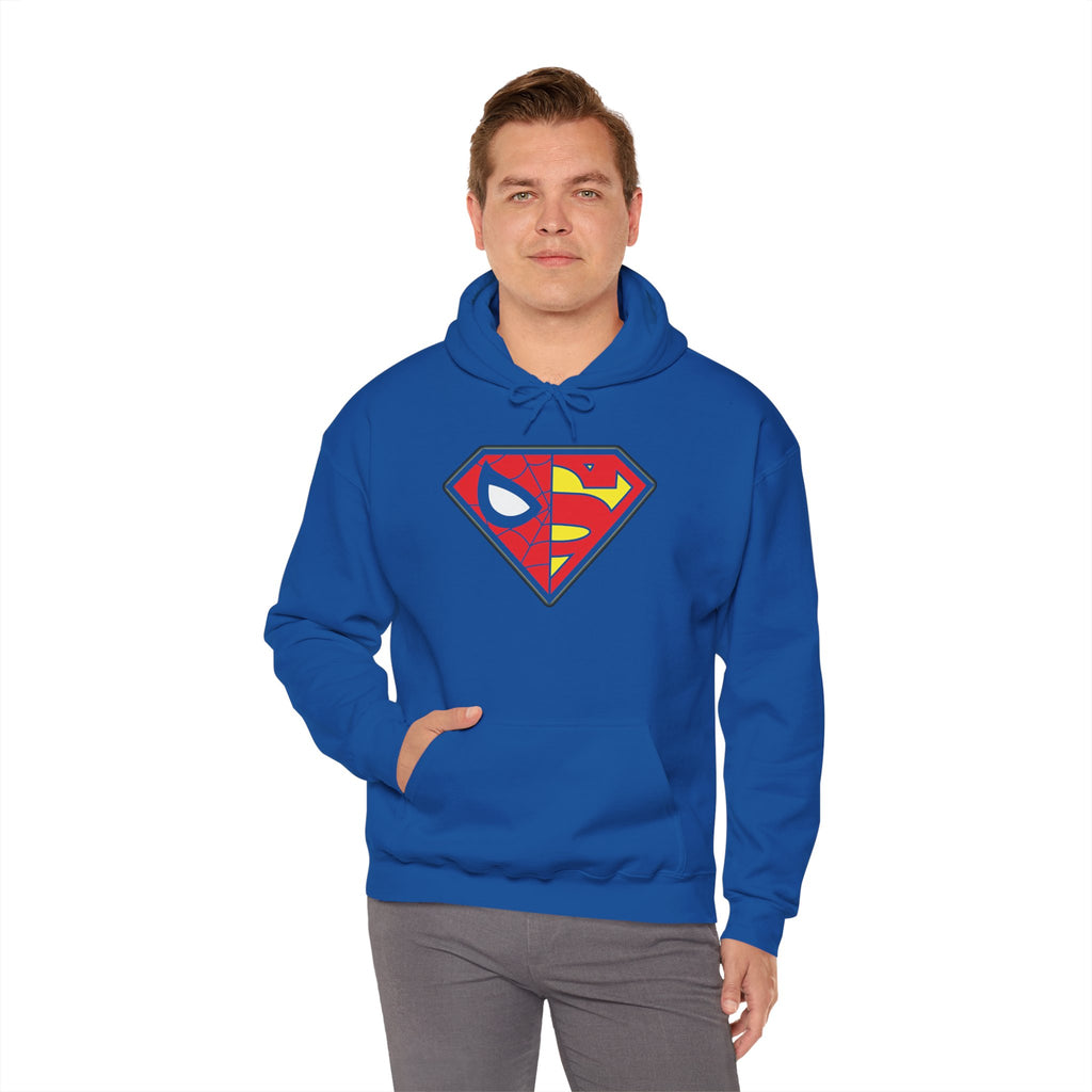 Spider-Man x Superman Logo Hoodie — Superhero Mashup Pullover