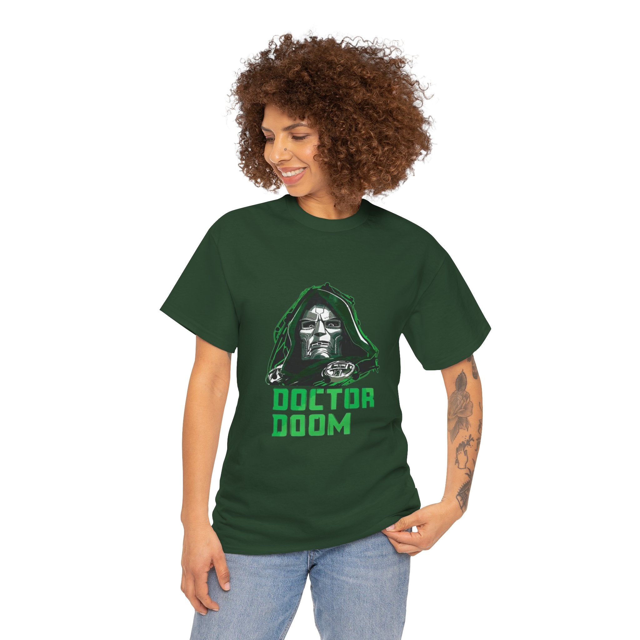 Doctor Doom Retro Green Villain Portrait T-Shirt — Avengers Graphic Tee
