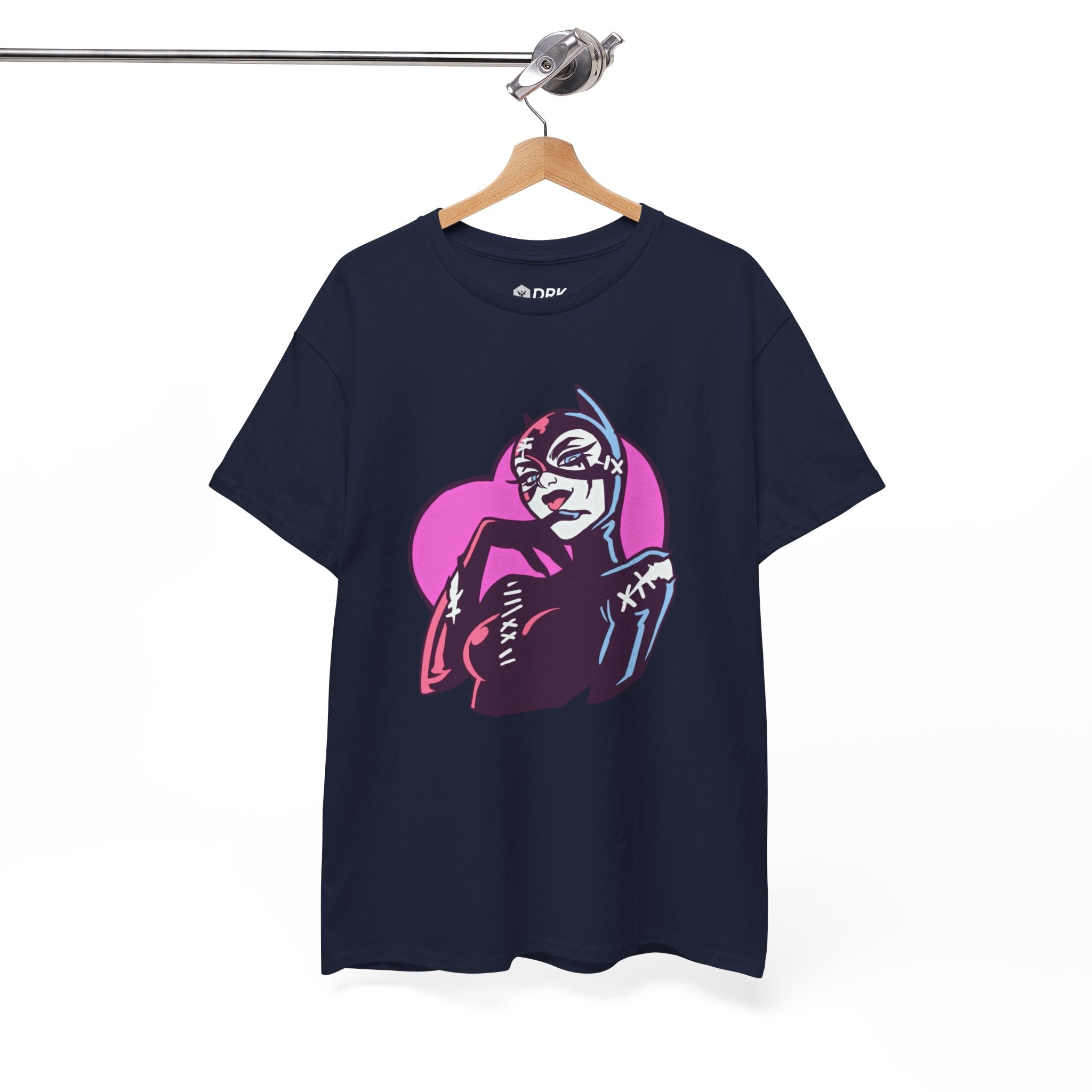 Catwoman Neon Heart Retro Comic T-Shirt — Catwoman Anti-Hero Tee