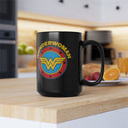 Wonder Woman Vintage Logo Coffee Mug - Retro DC Justice League Ceramic Cup - 11oz & 15oz