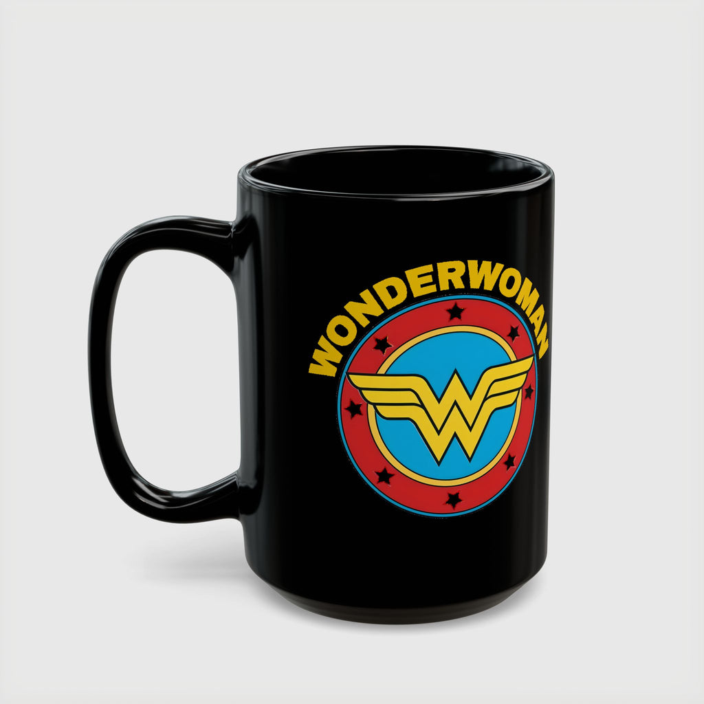 Wonder Woman Vintage Logo Coffee Mug - Retro DC Justice League Ceramic Cup - 11oz & 15oz