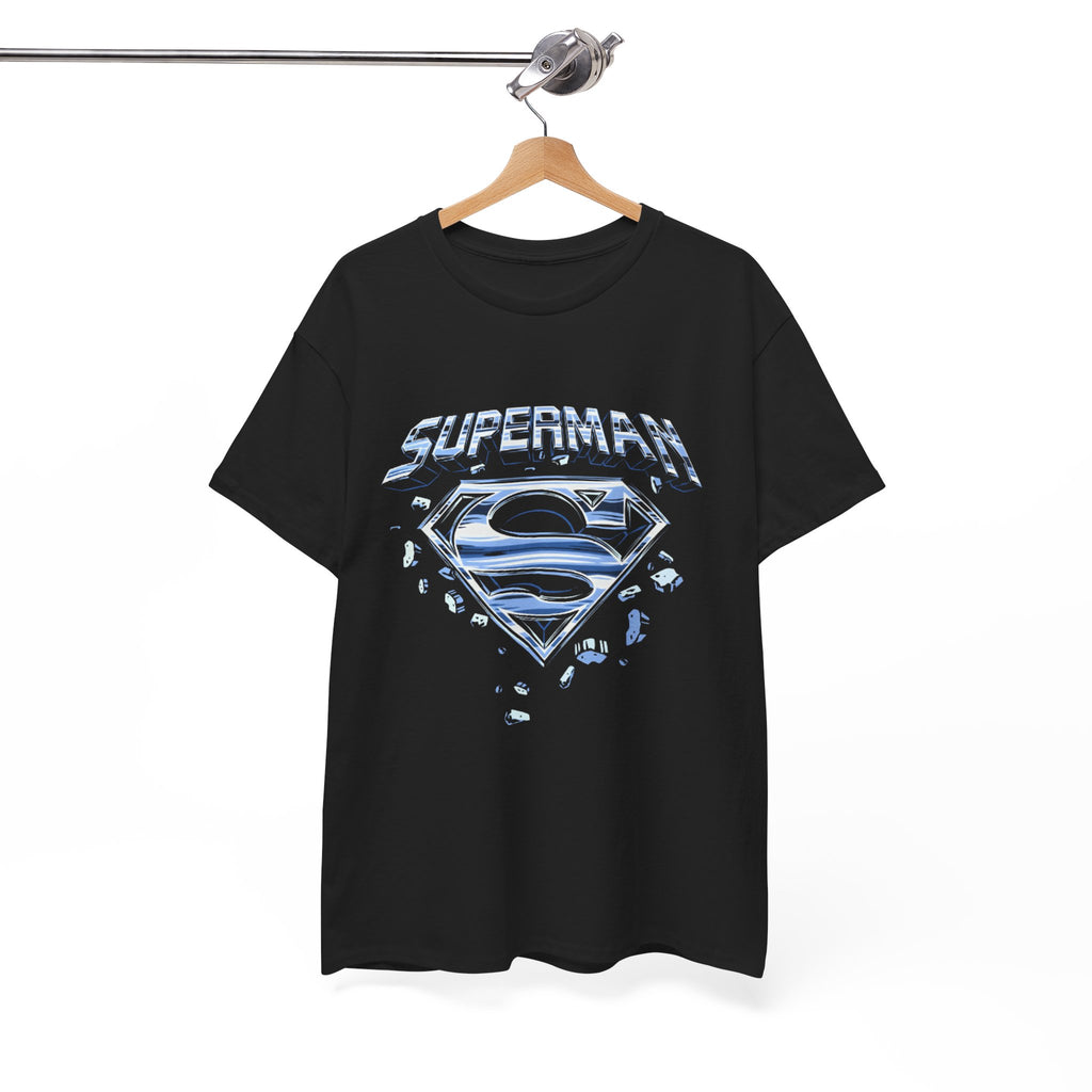Man of Steel Metallic Logo T-Shirt — Shattered Chrome Superman Unisex Tee