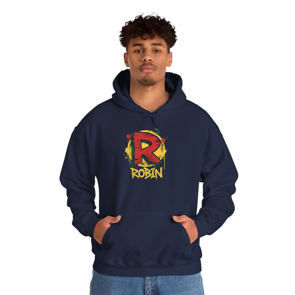 DC Robin Graffiti Hoodie — Dick Grayson "R" Street Art Pullover