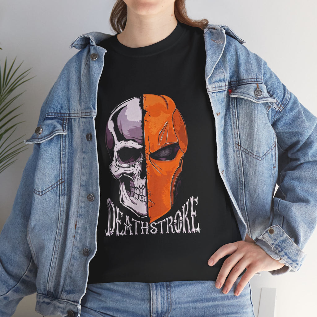 DC Deathstroke Skull Graphic T-Shirt — Slade Wilson Half-Mask Tee